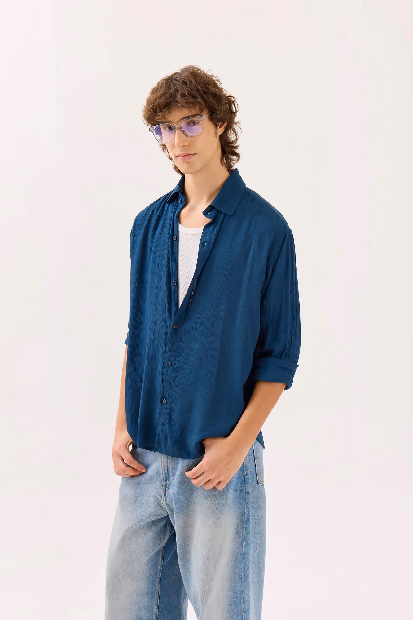 Dark Blue Wrinkled Shirt image 6