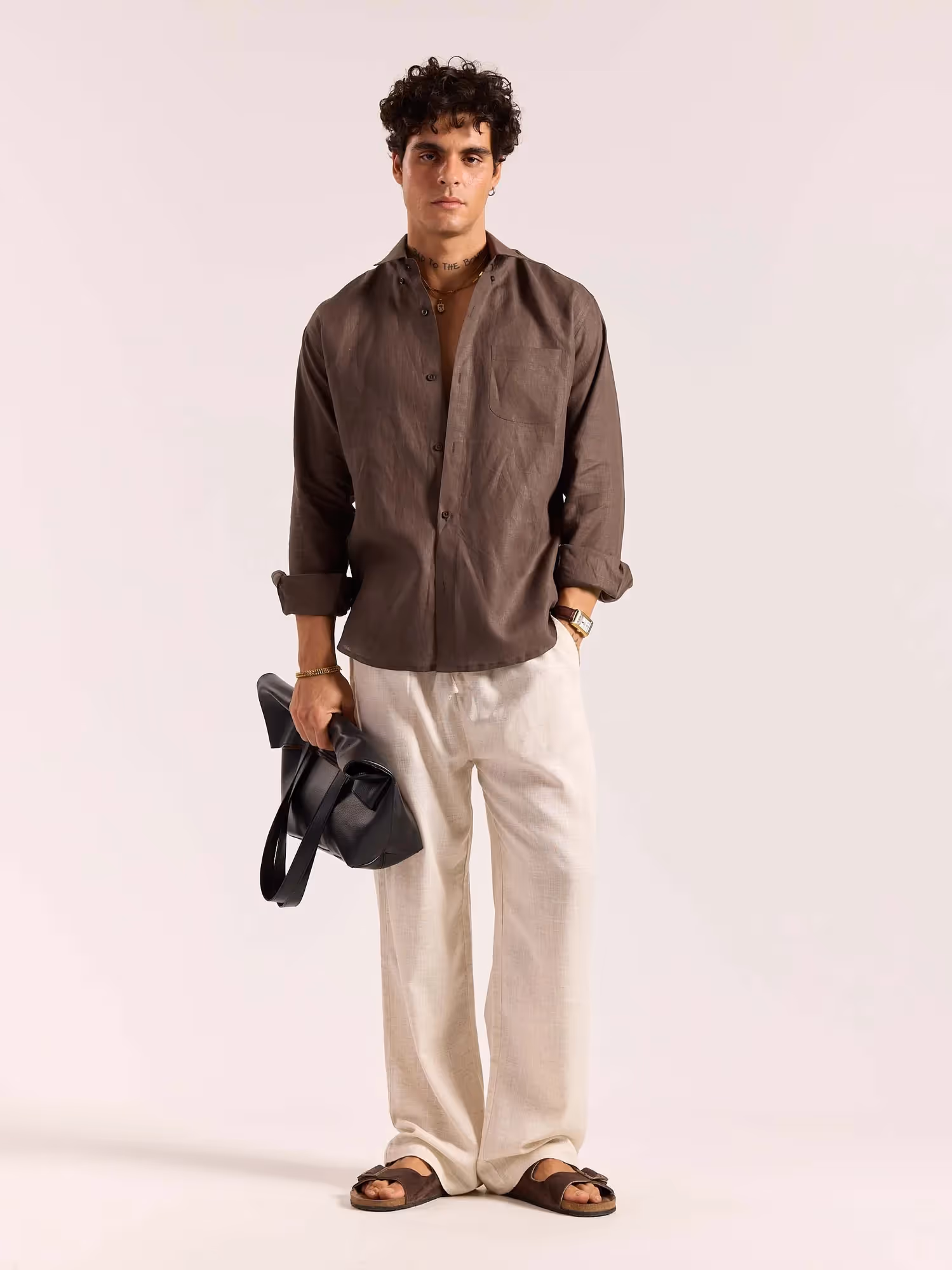 Dark Brown 60s Lea Linen Shirt  image 1