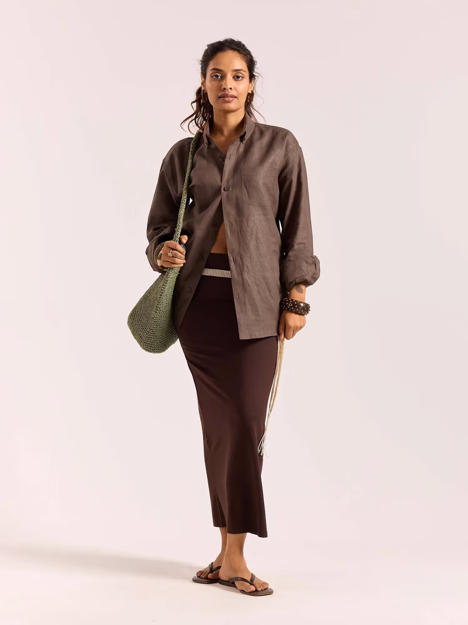 Dark Brown 60s Lea Linen Shirt  image 2
