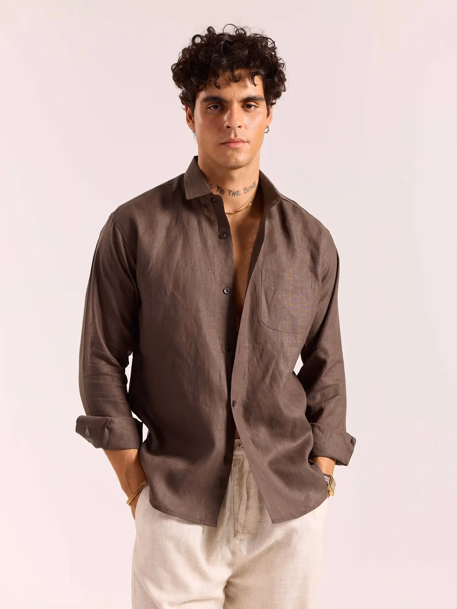 Dark Brown 60s Lea Linen Shirt  image 3