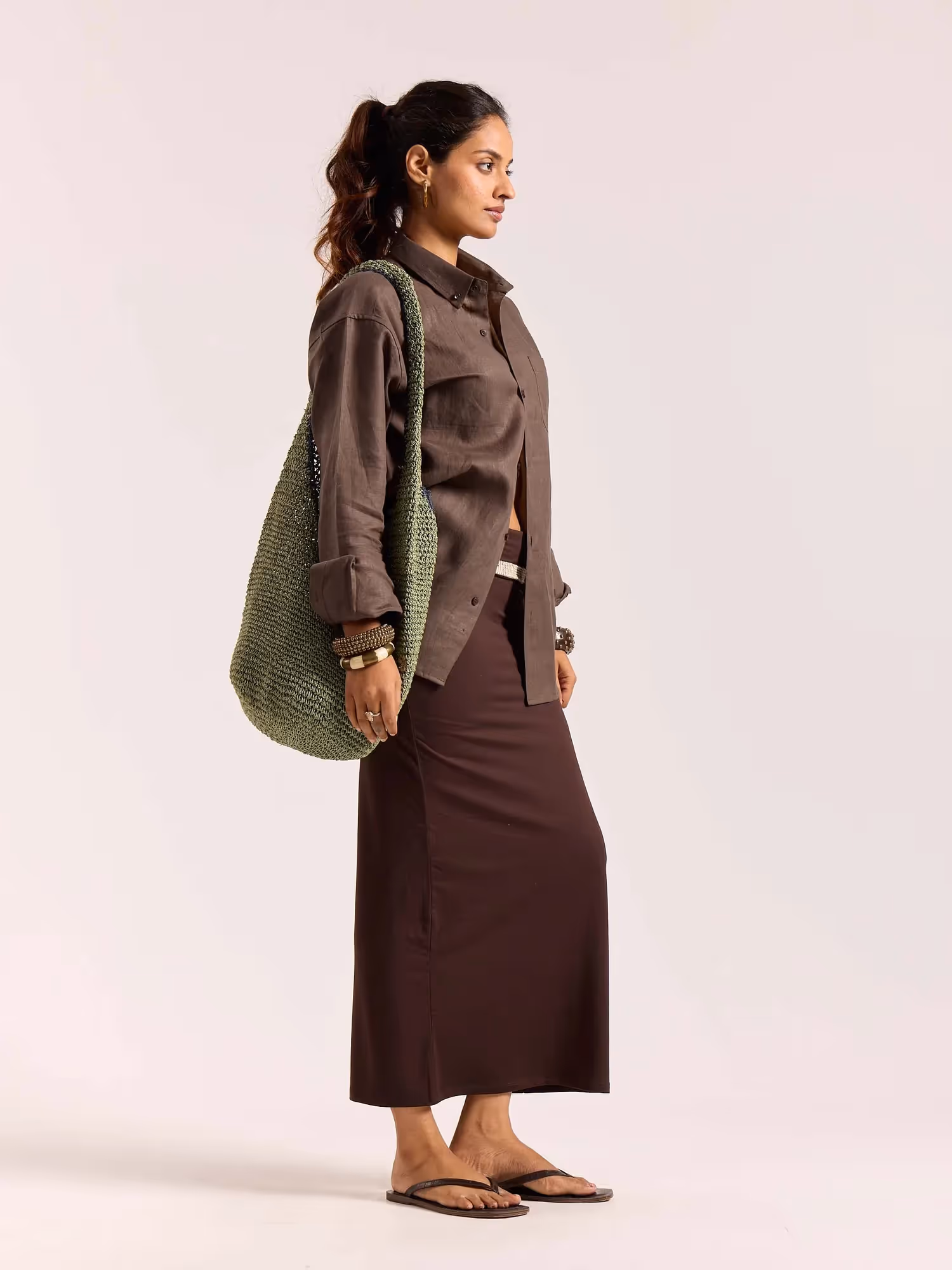 Dark Brown 60s Lea Linen Shirt  image 5