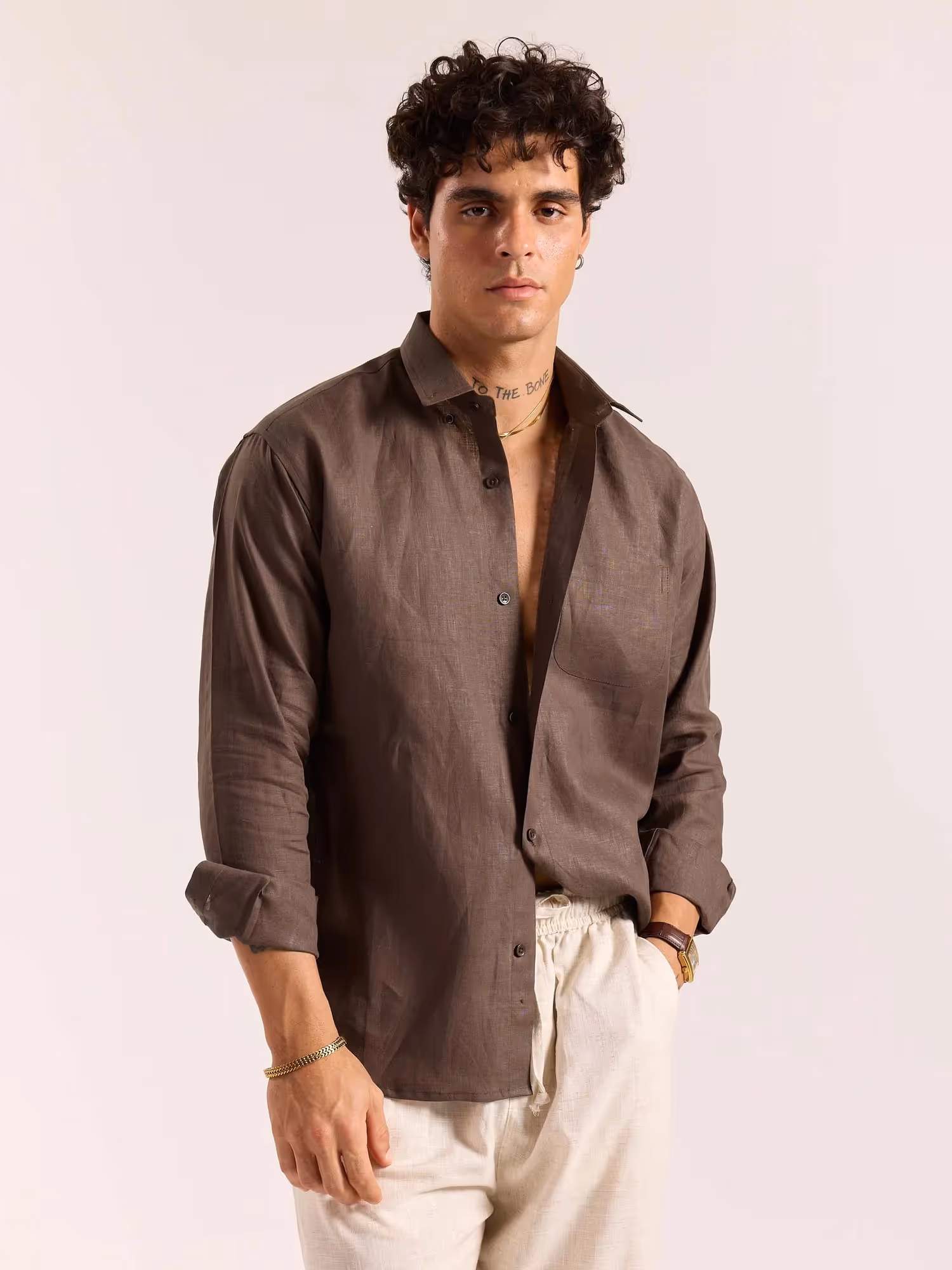 Dark Brown 60s Lea Linen Shirt  image 7