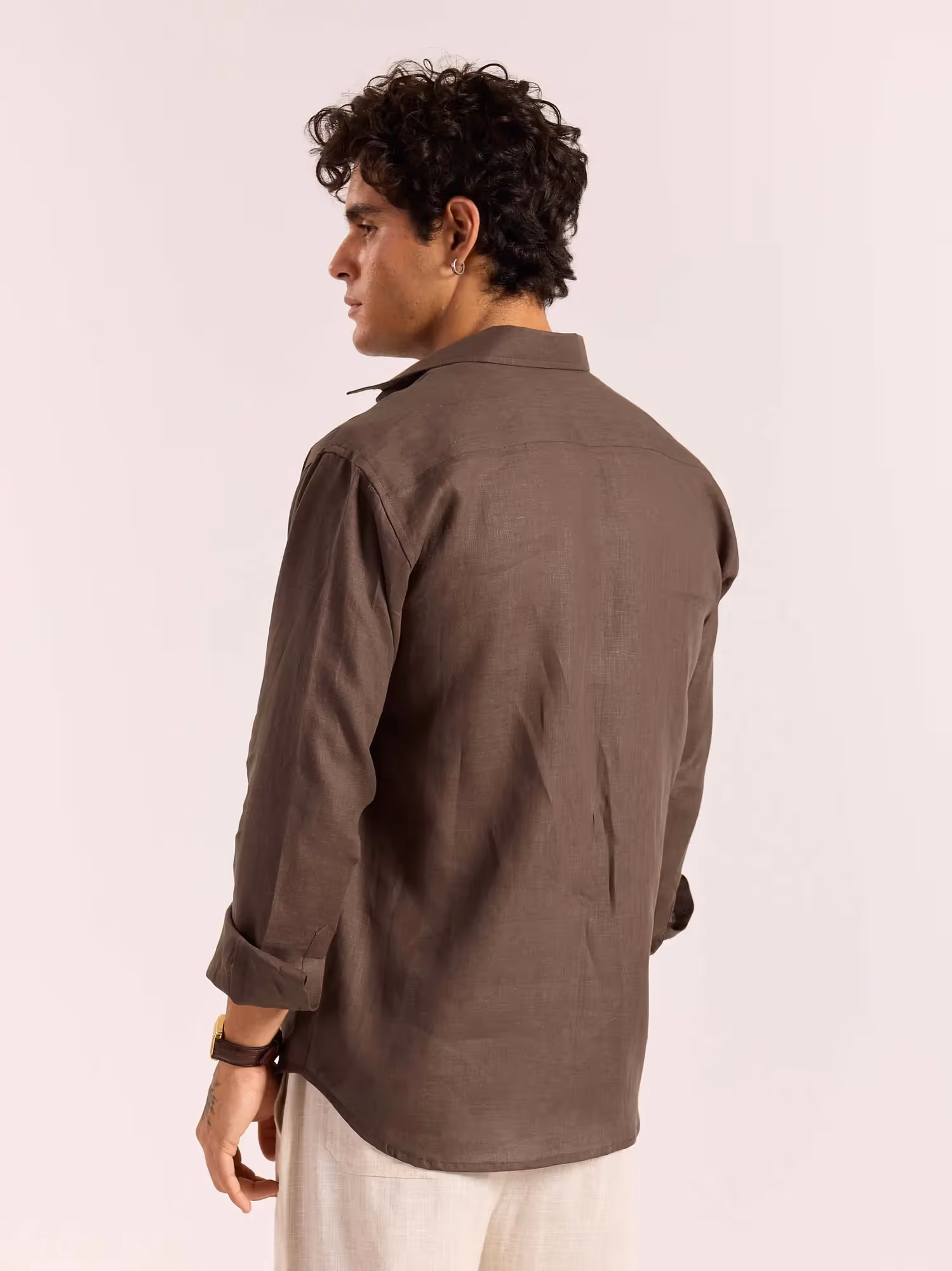 Dark Brown 60s Lea Linen Shirt  image 8