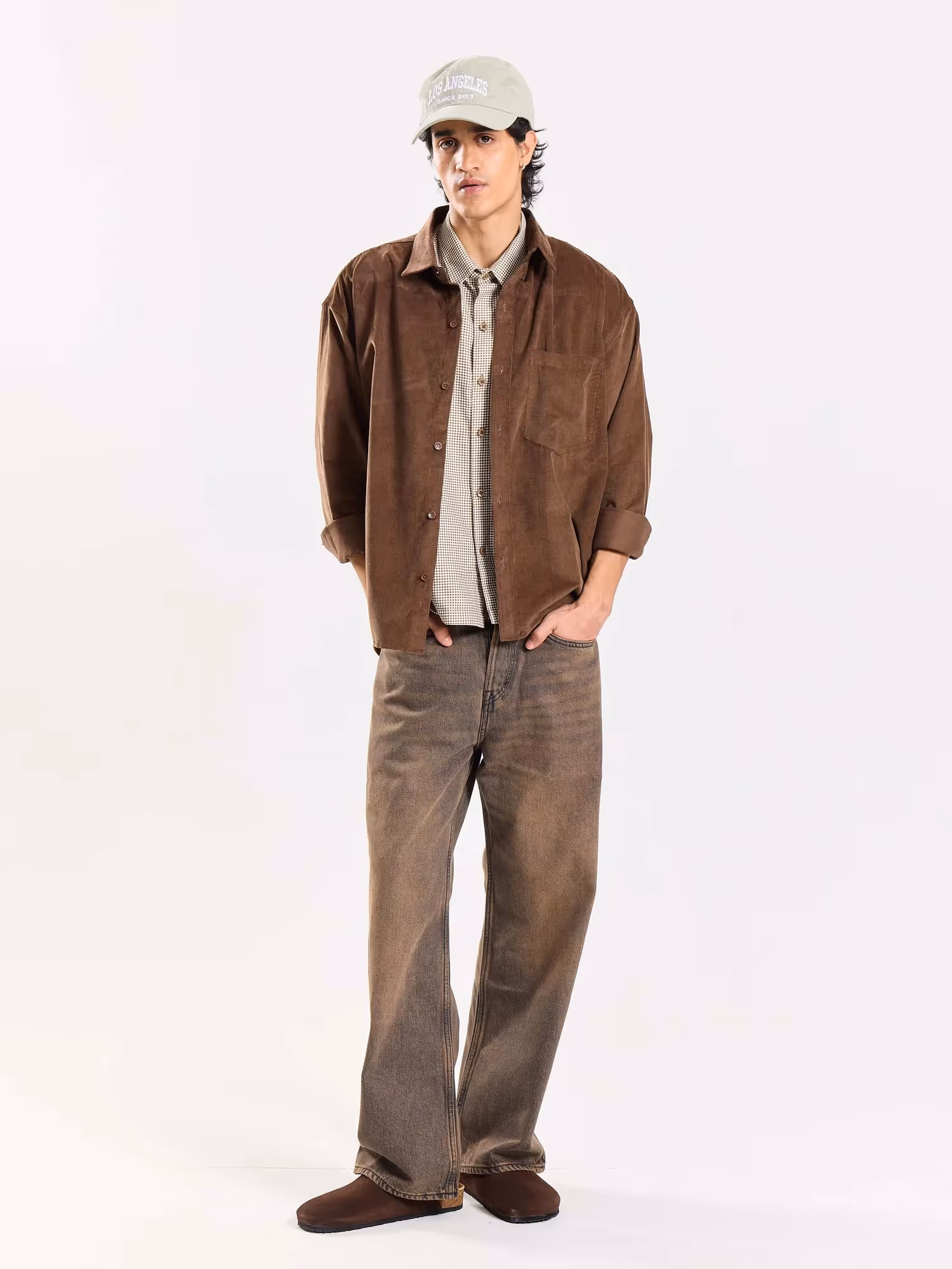 Dark Brown Corduroy Oversized Shirt image 1