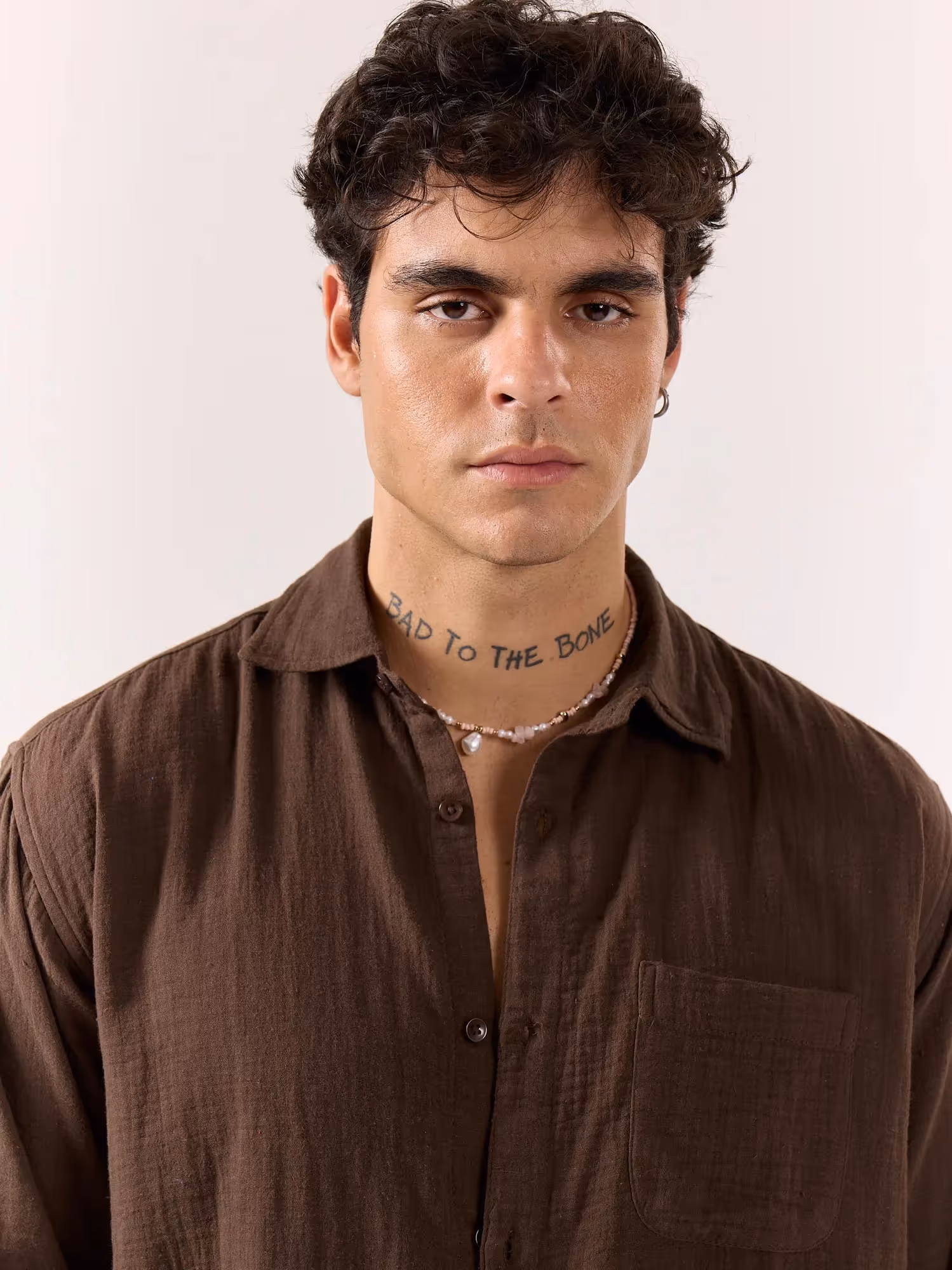 Dark Brown Gauze Holiday Shirt image 3