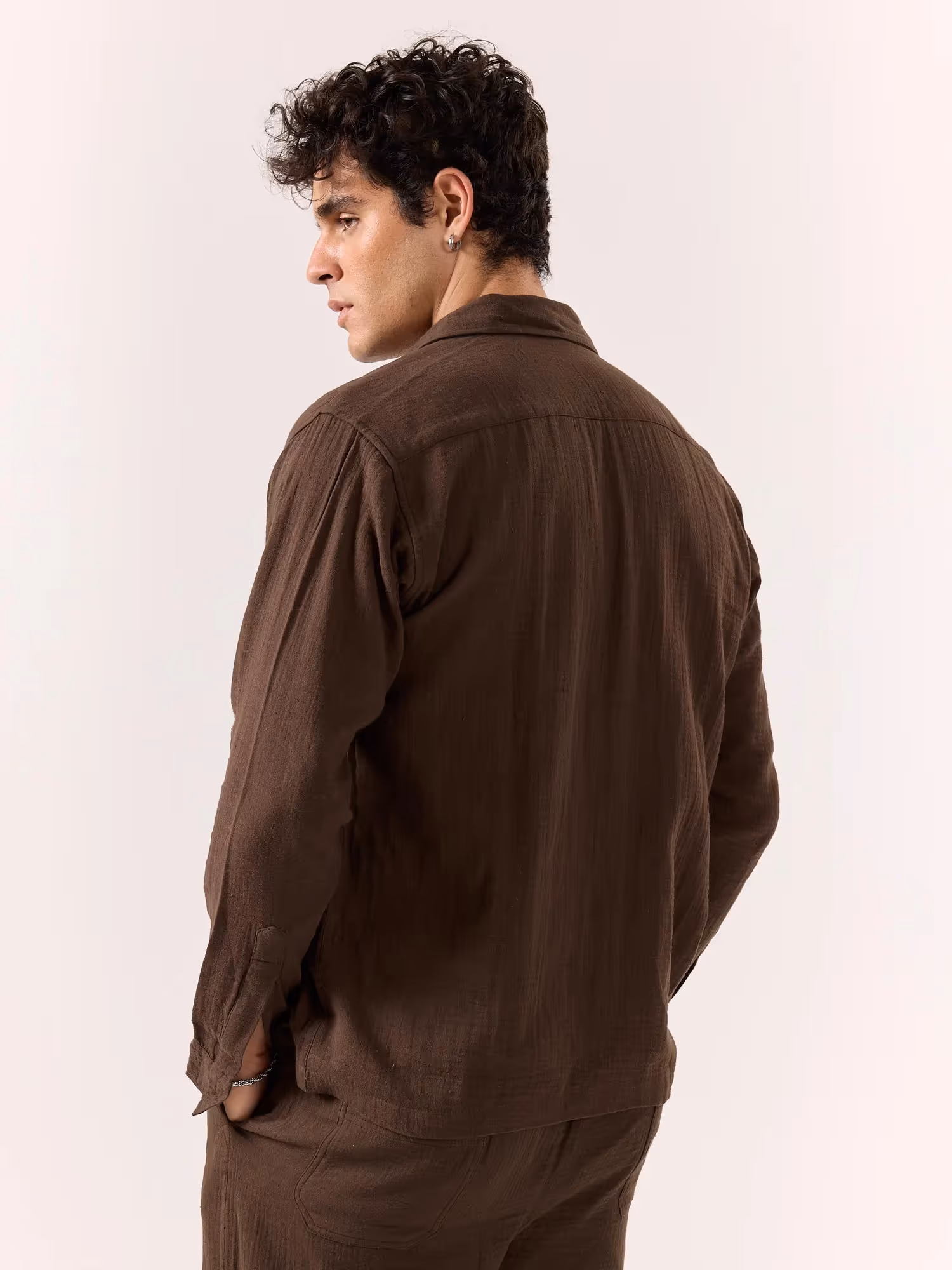 Dark Brown Gauze Holiday Shirt image 6