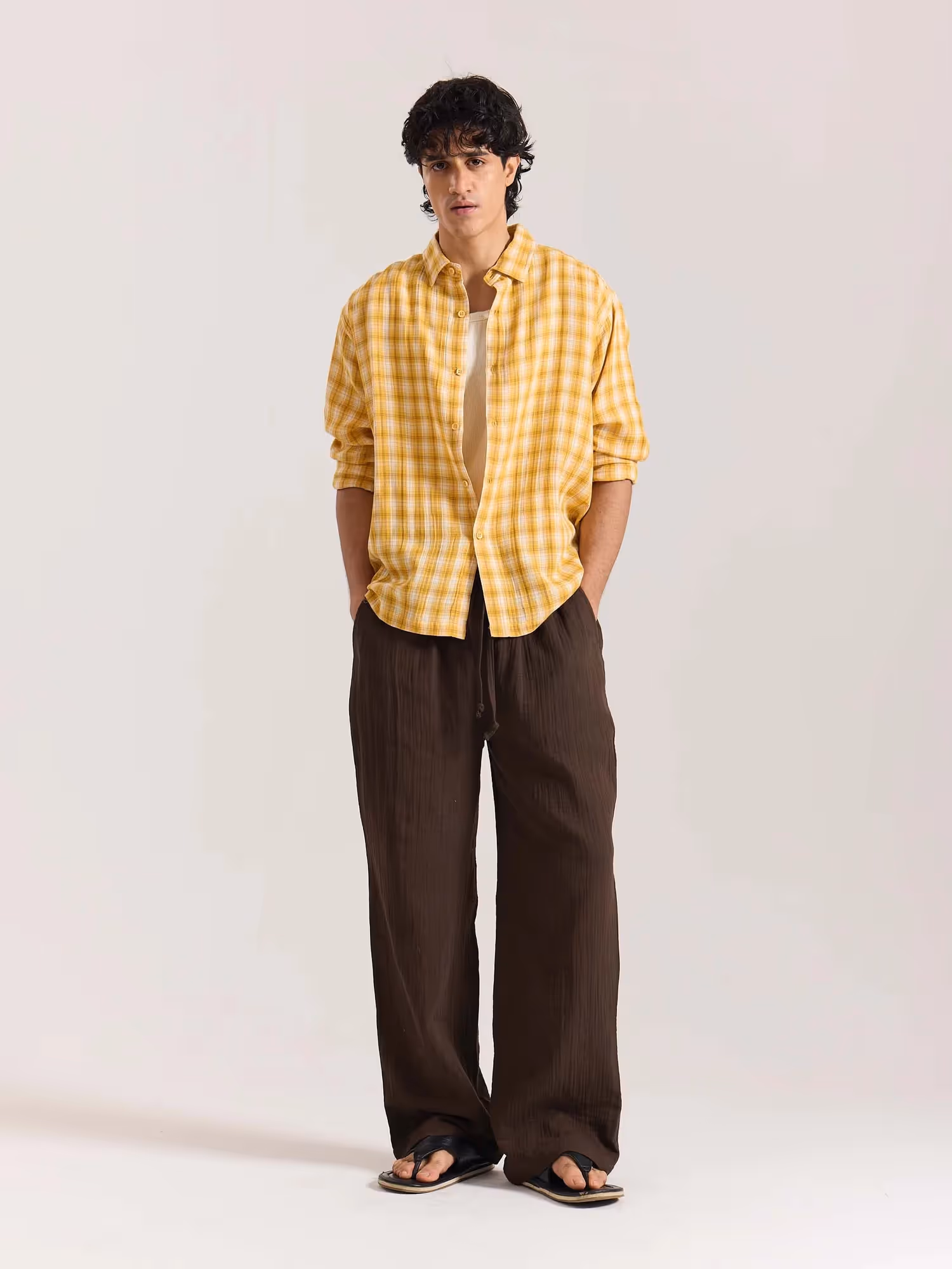 Dark Brown Gauze Pull-on Pants image 1