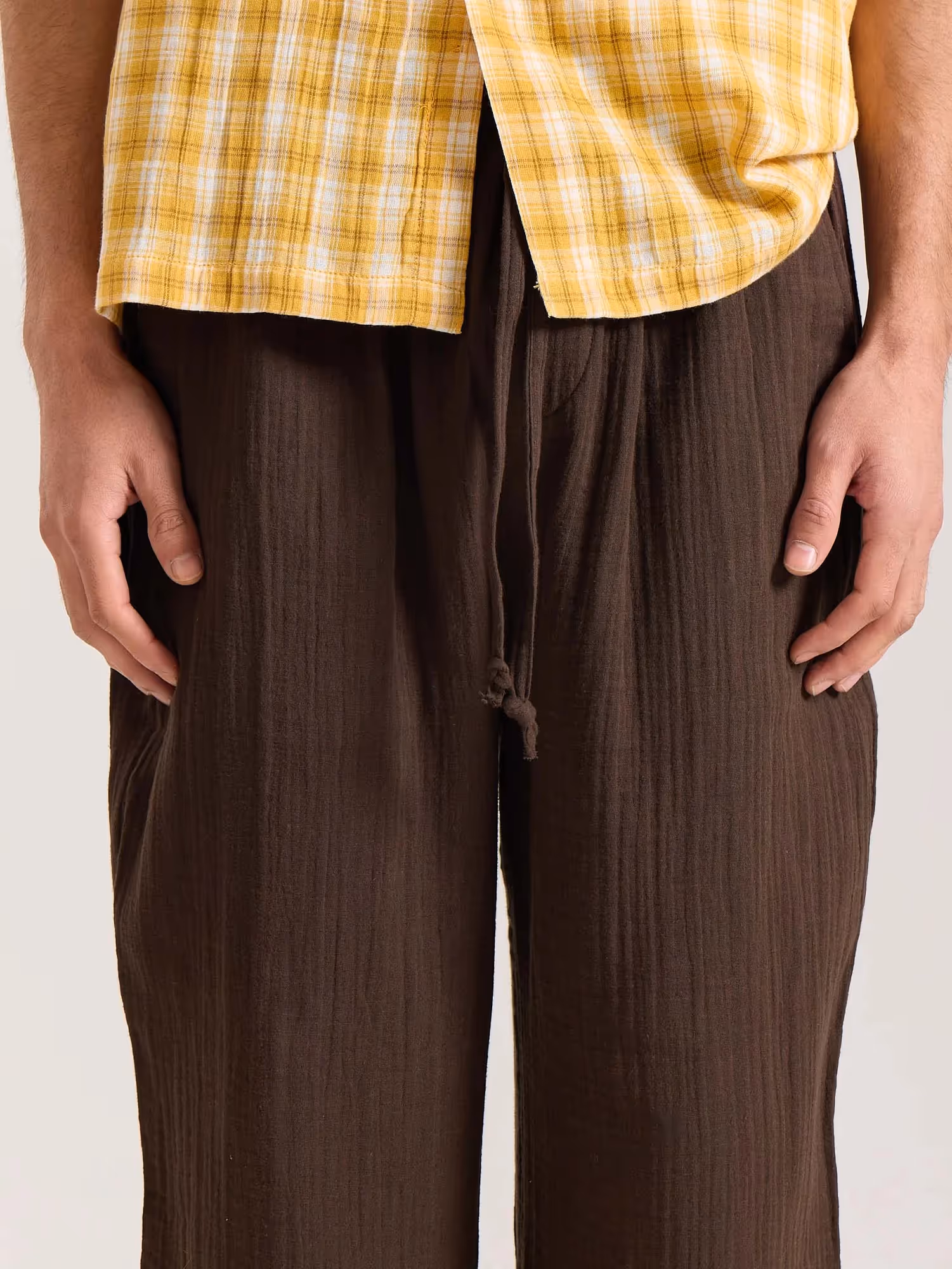 Dark Brown Gauze Pull-on Pants  image 3