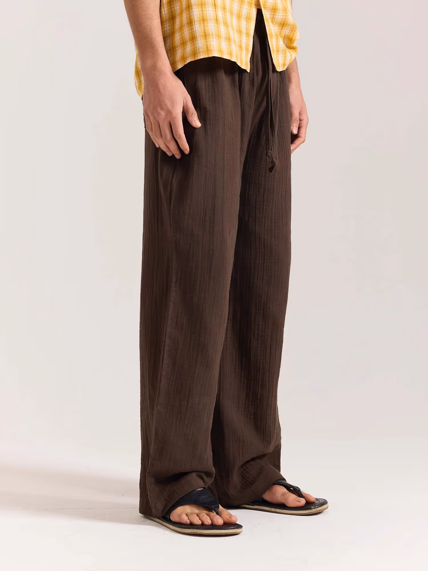 Dark Brown Gauze Pull-on Pants  image 4