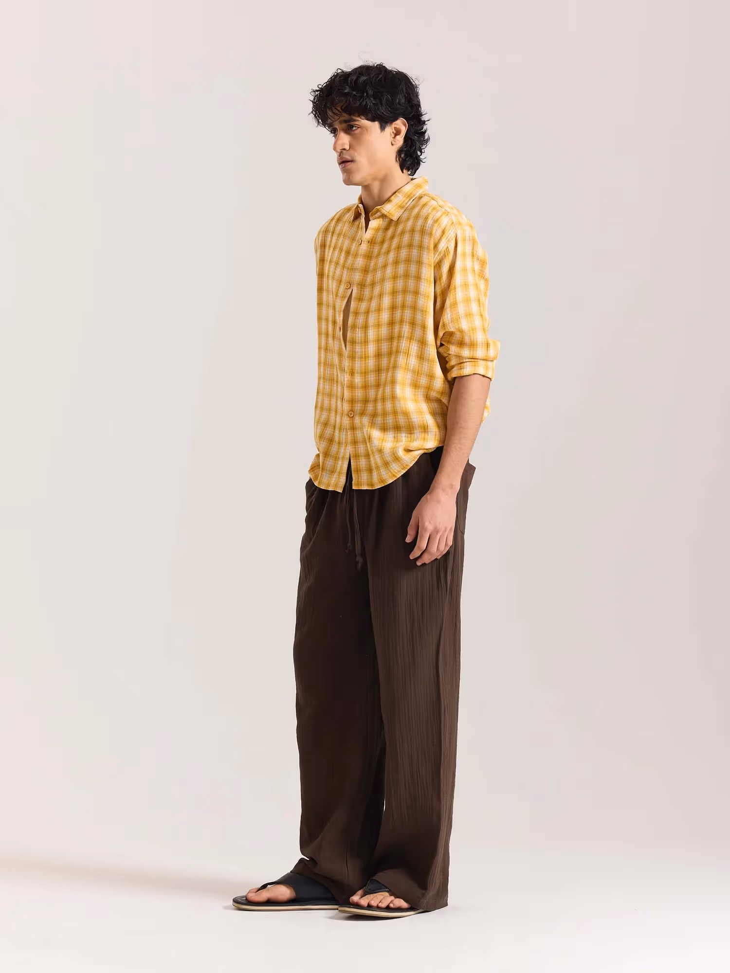Dark Brown Gauze Pull-on Pants  image 5