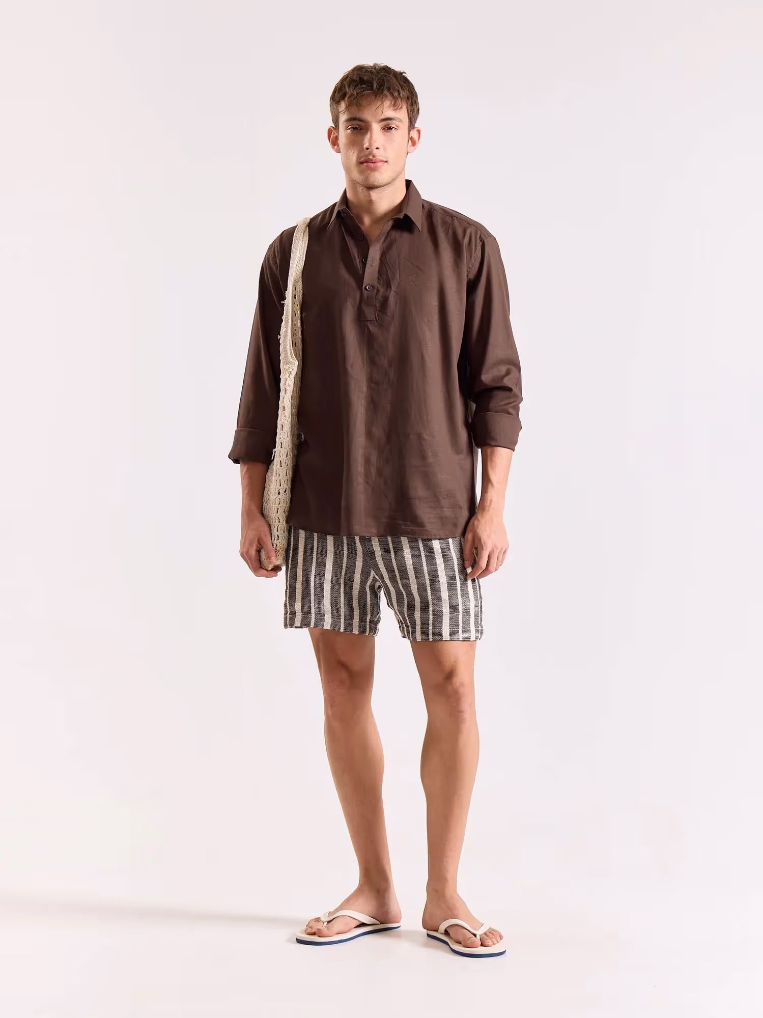 Dark Brown Linen Blend Pullover image 1