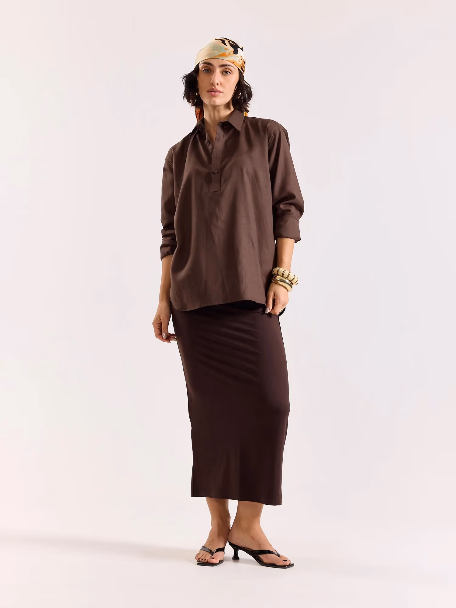 Dark Brown Linen Blend Pullover image 2