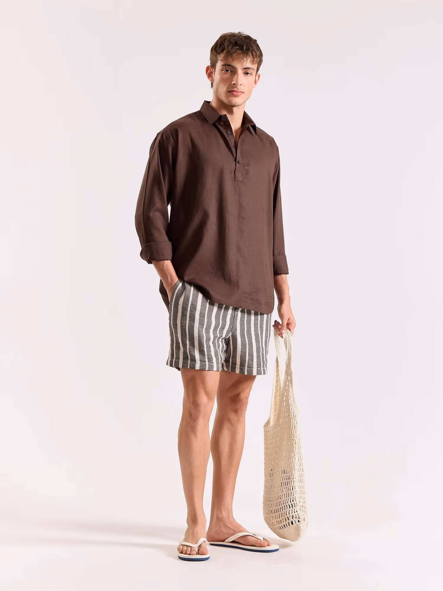 Dark Brown Linen Blend Pullover image 5