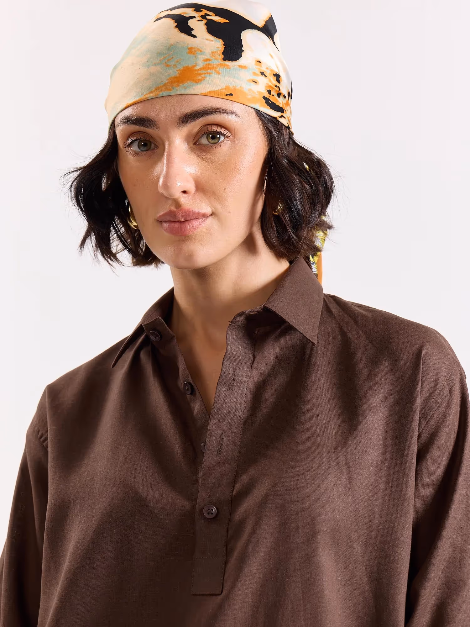 Dark Brown Linen Blend Pullover image 7