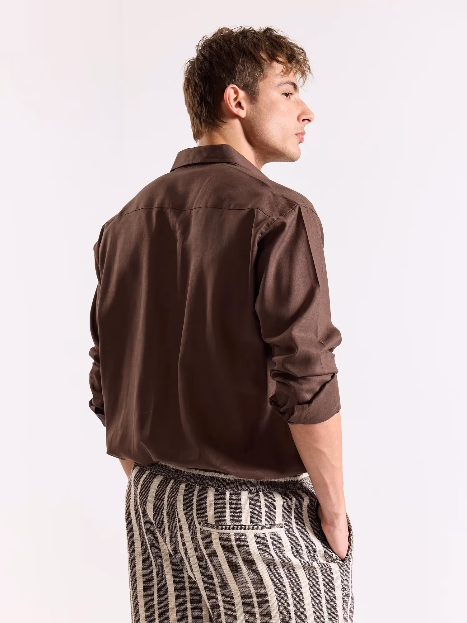 Dark Brown Linen Blend Pullover image 9