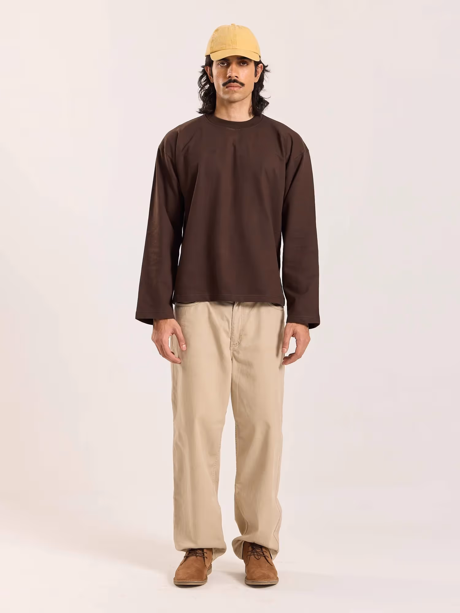 Dark Brown Loose Fit Cropped T-Shirt image 1