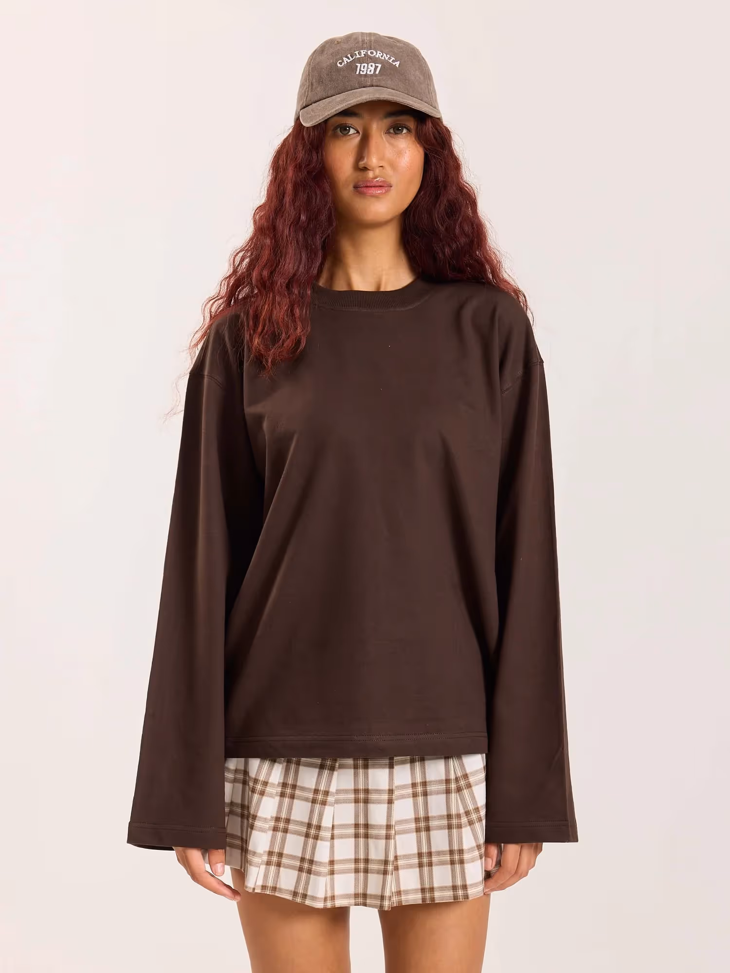 Dark Brown Loose Fit Cropped T-Shirt image 4