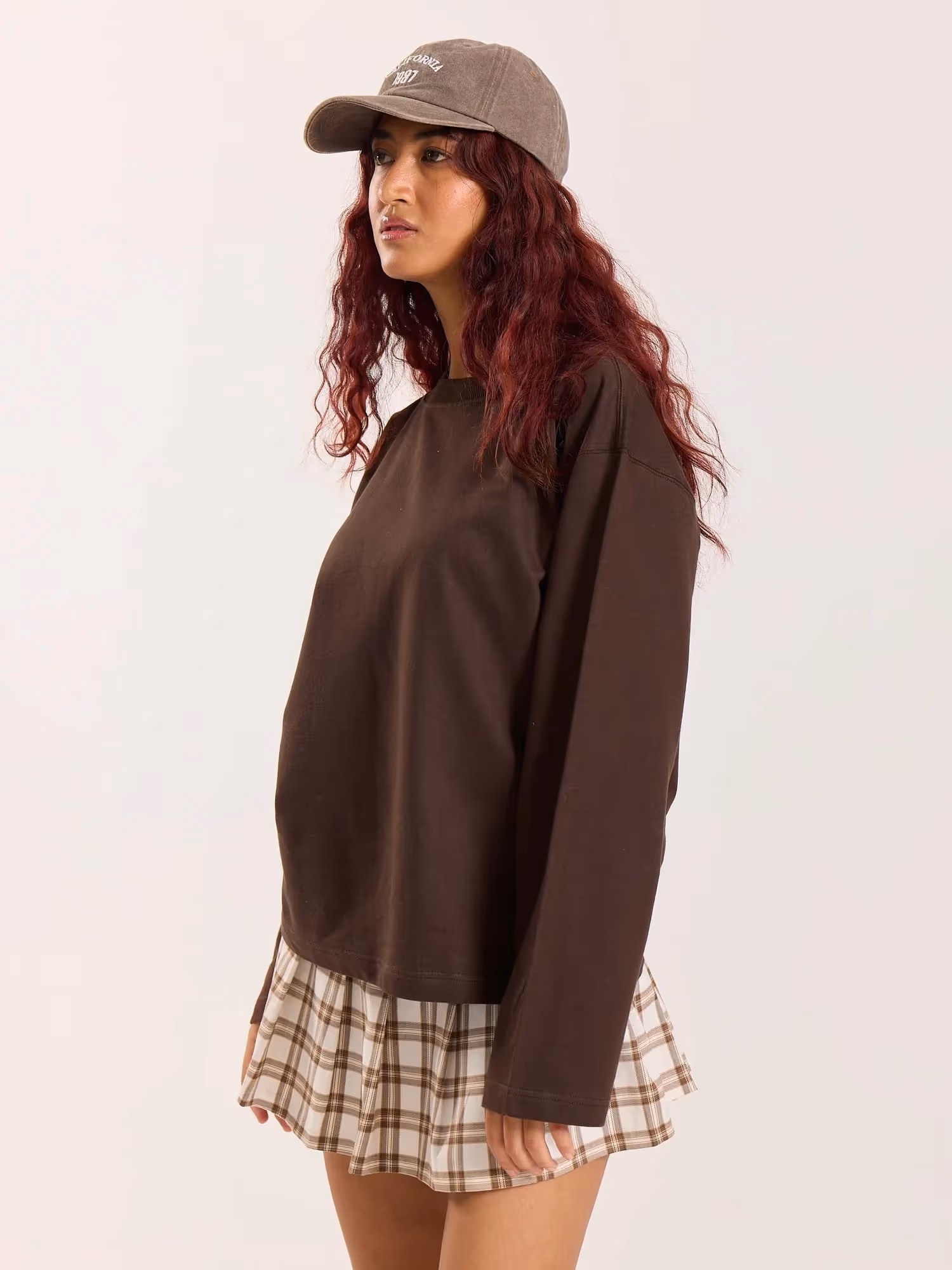 Dark Brown Loose Fit Cropped T-Shirt image 7