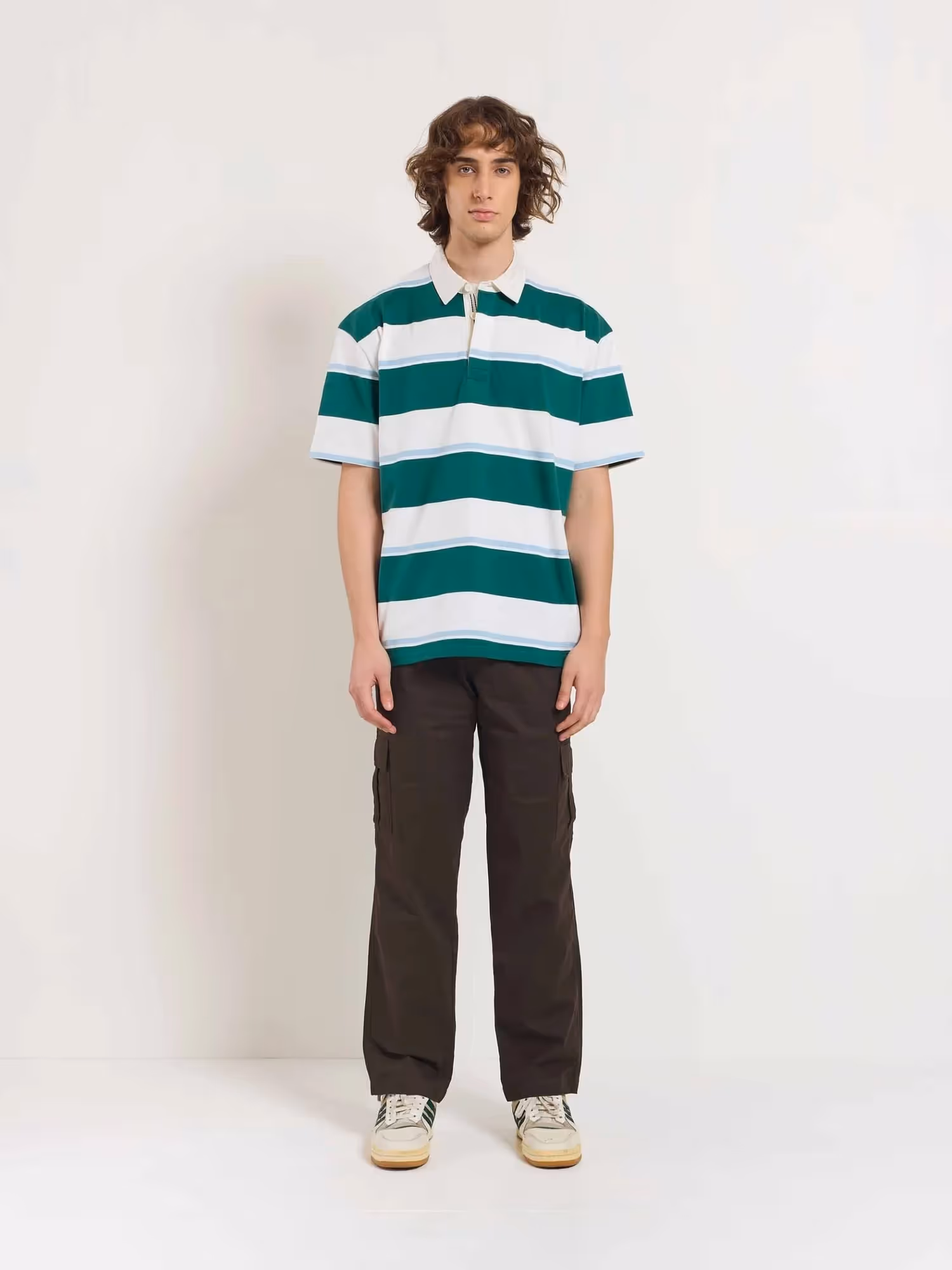 Dark Brown Loose Fit Twill Cargo Trousers image 1