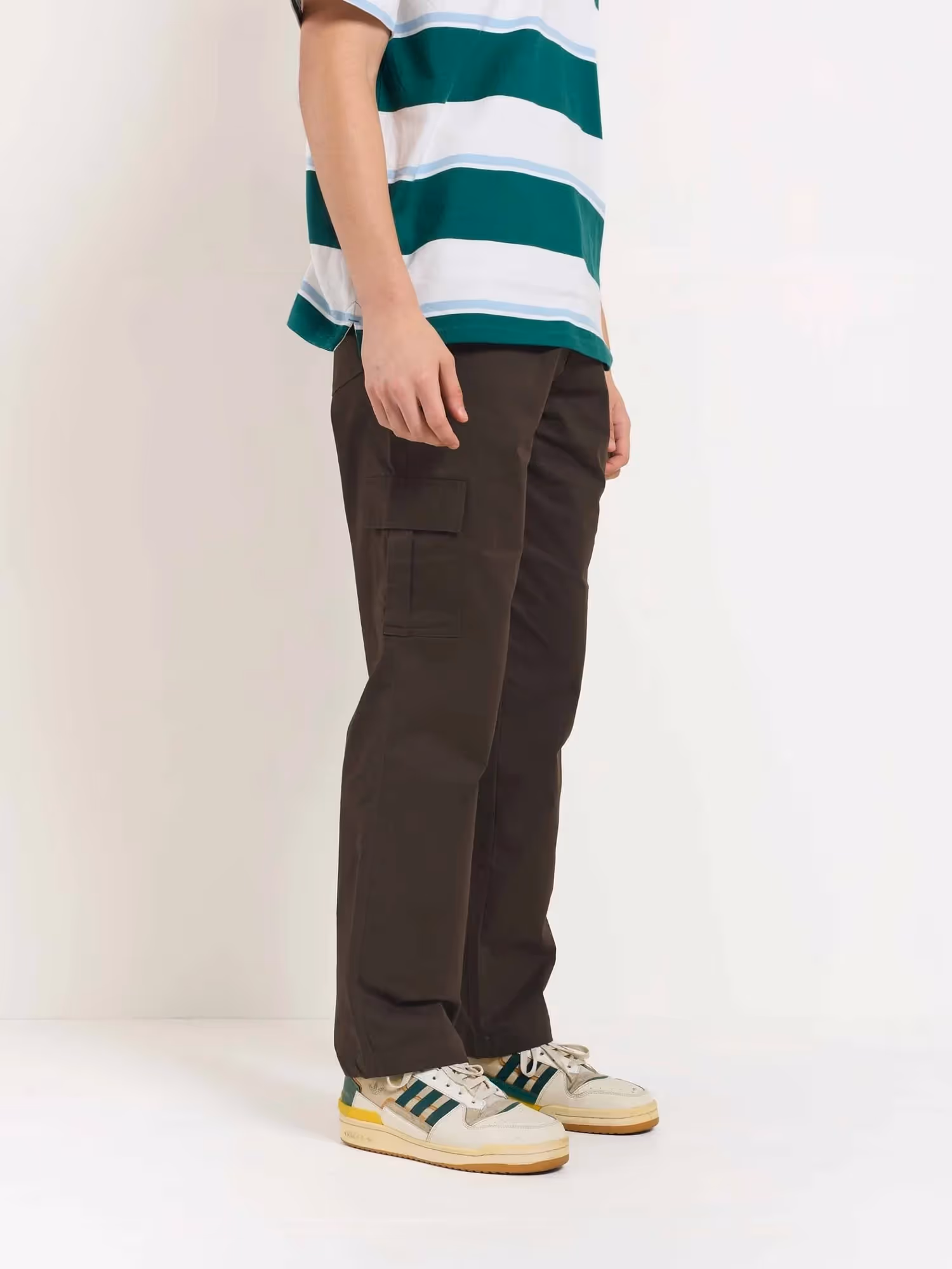 Dark Brown Loose Fit Twill Cargo Trousers image 5