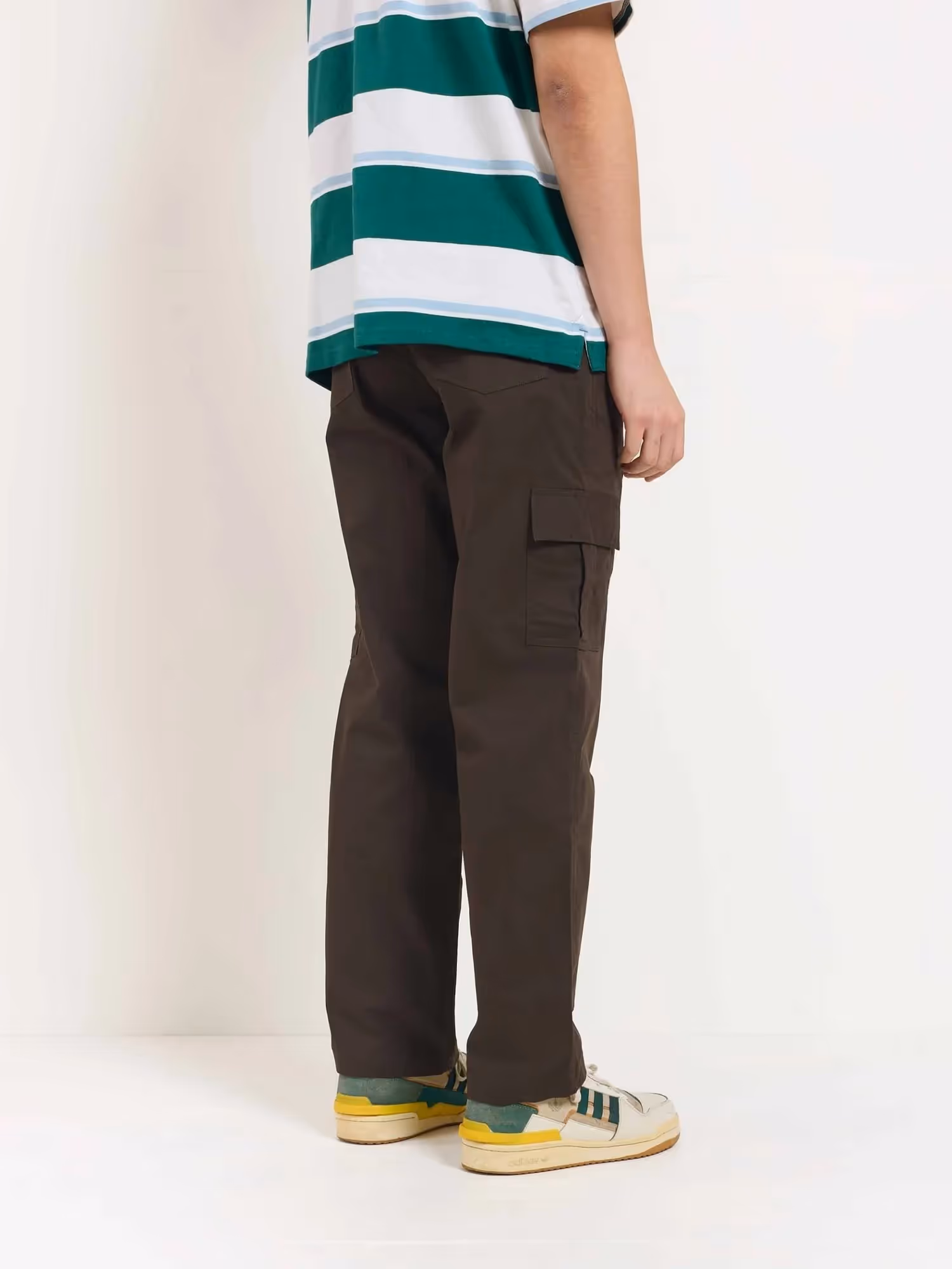 Dark Brown Loose Fit Twill Cargo Trousers image 6