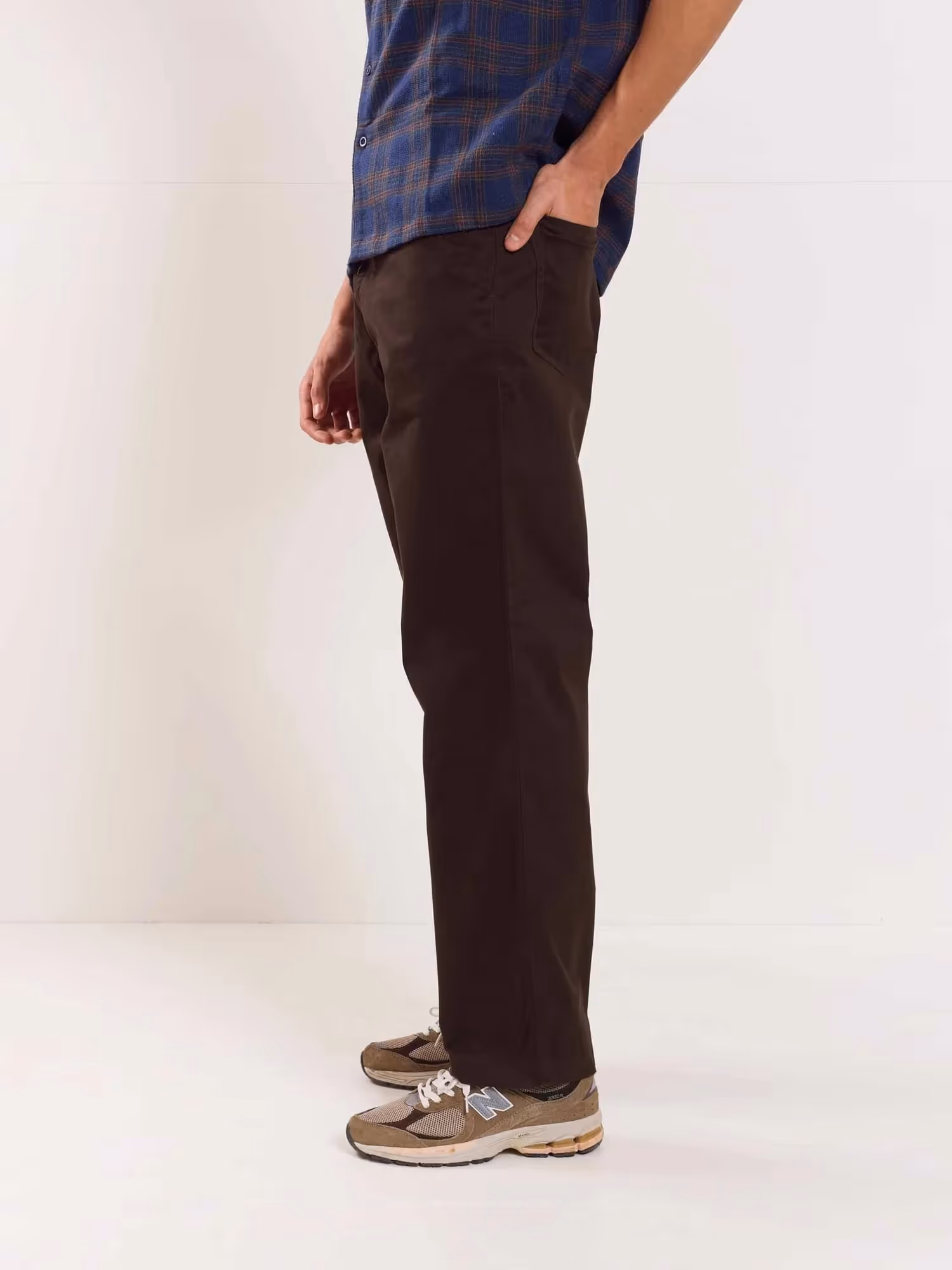 Dark Brown Loose Fit Twill Trousers image 4