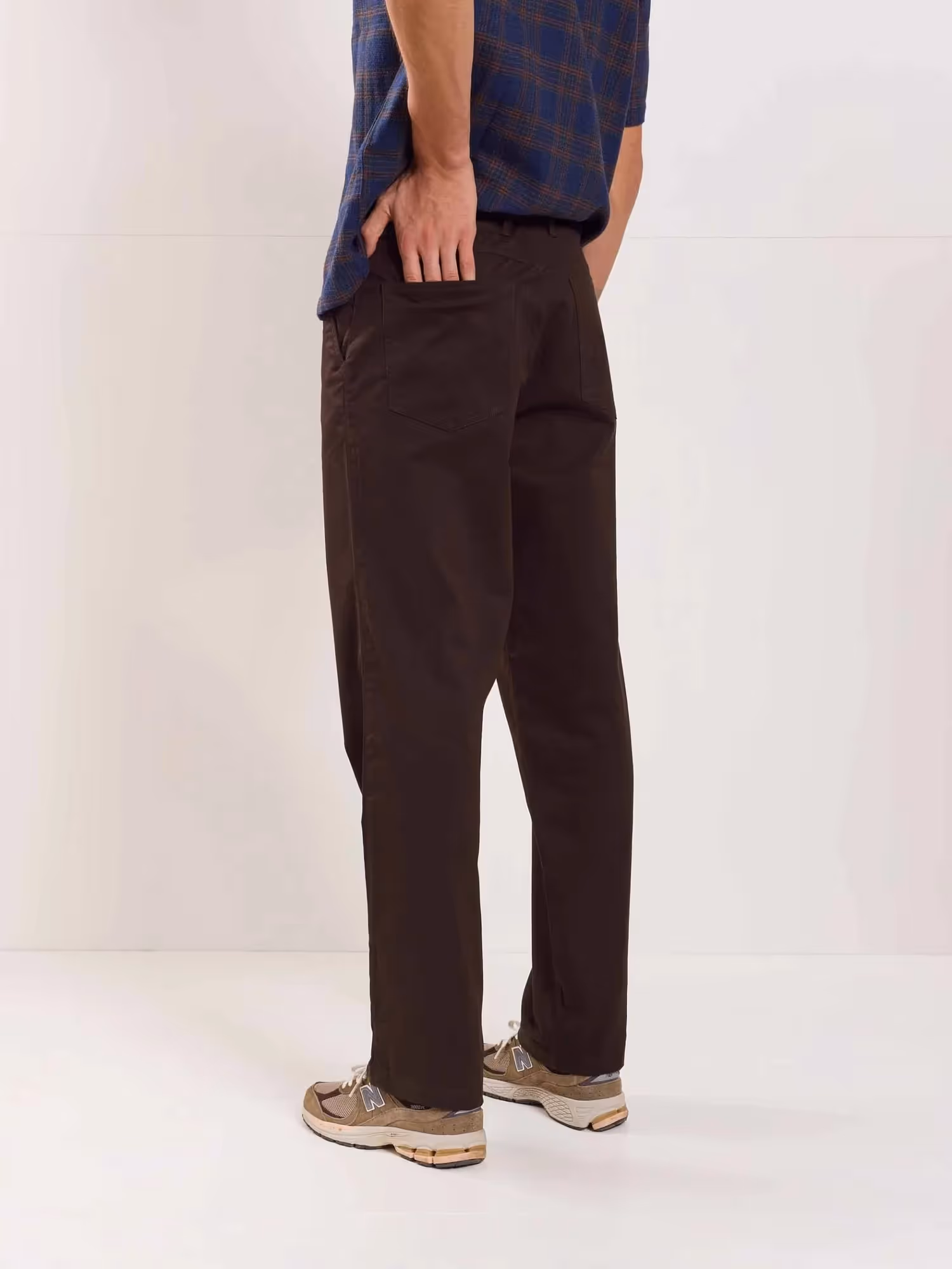 Dark Brown Loose Fit Twill Trousers image 5