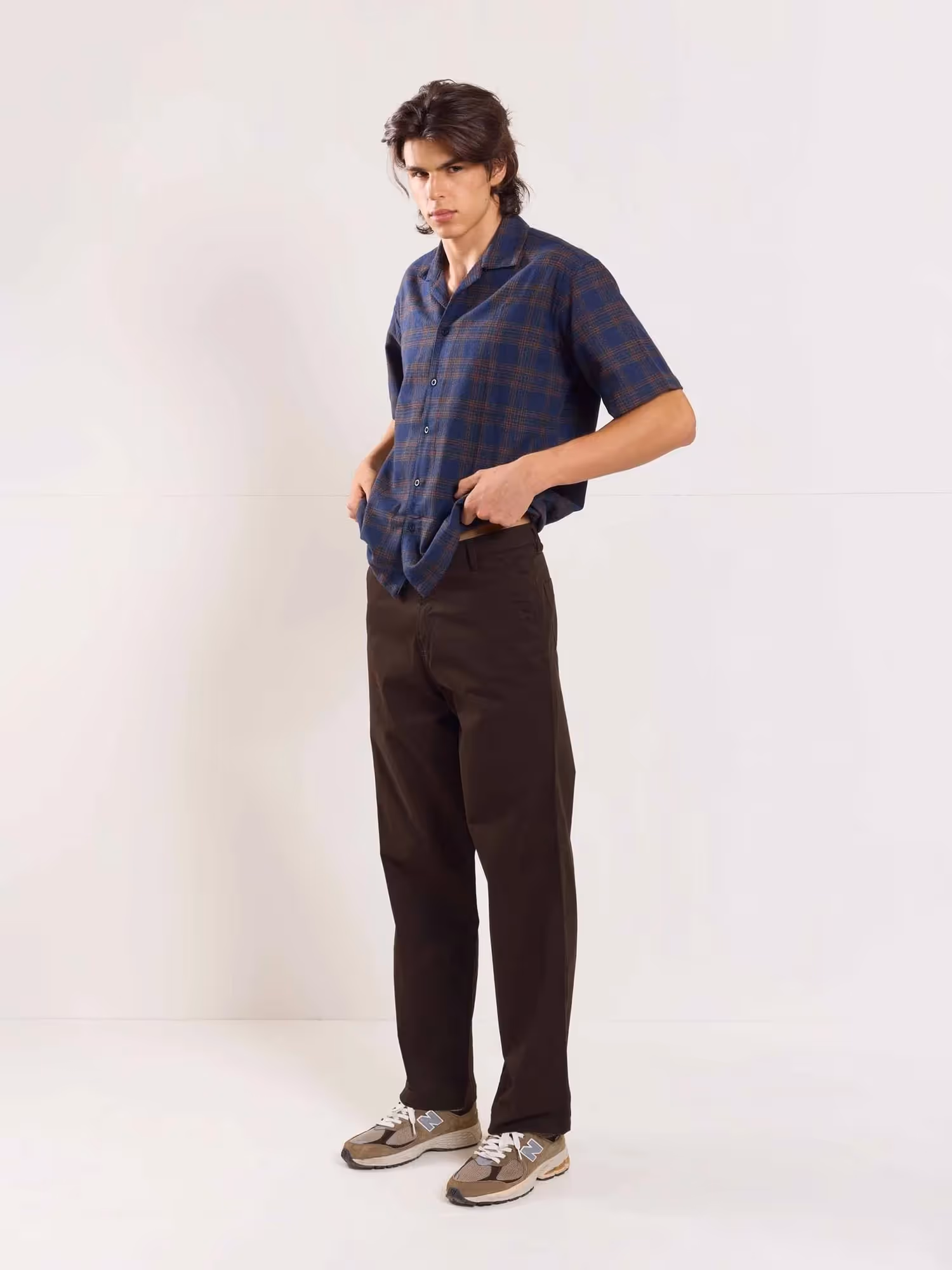 Dark Brown Loose Fit Twill Trousers image 6