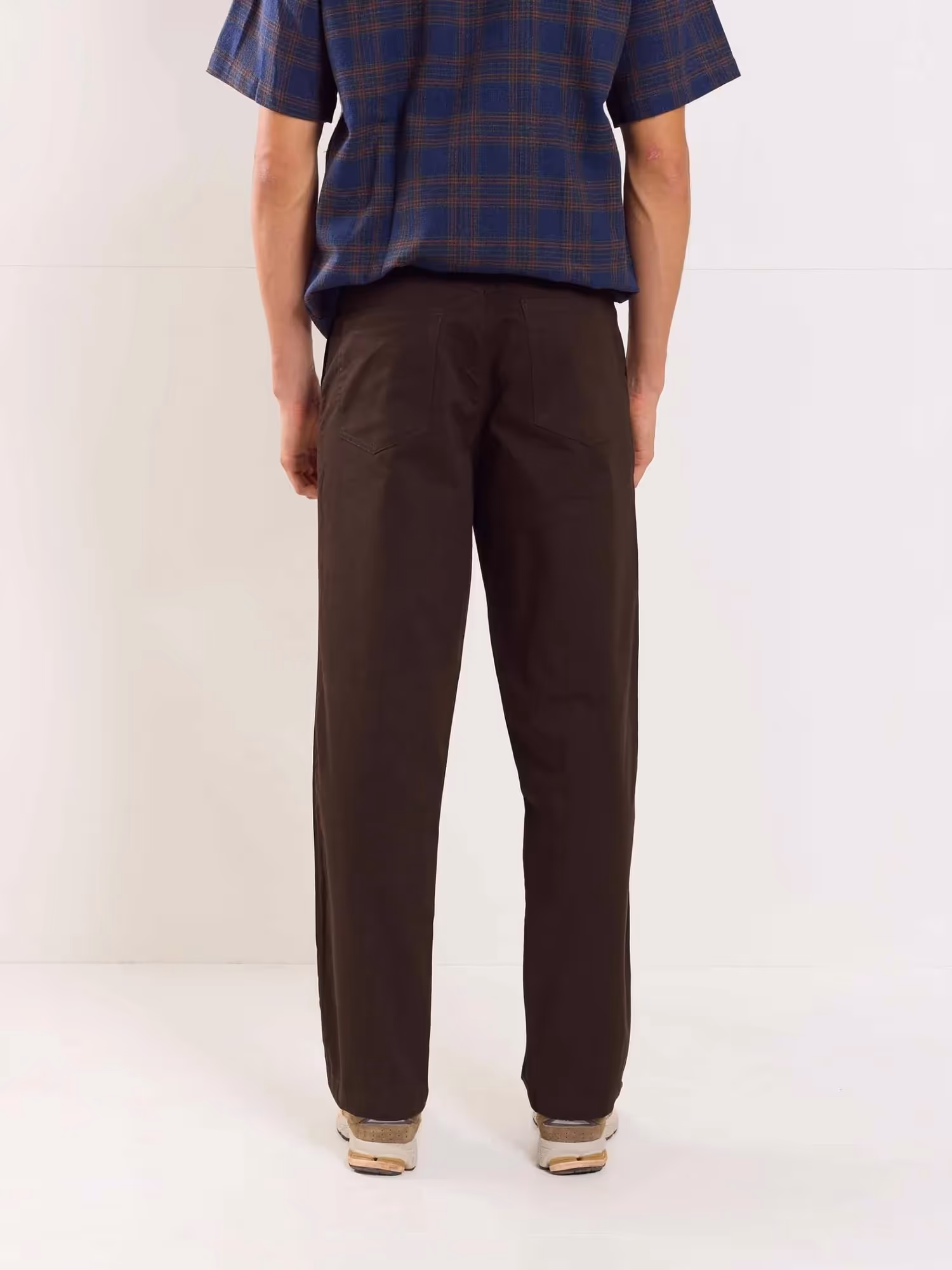 Dark Brown Loose Fit Twill Trousers image 7
