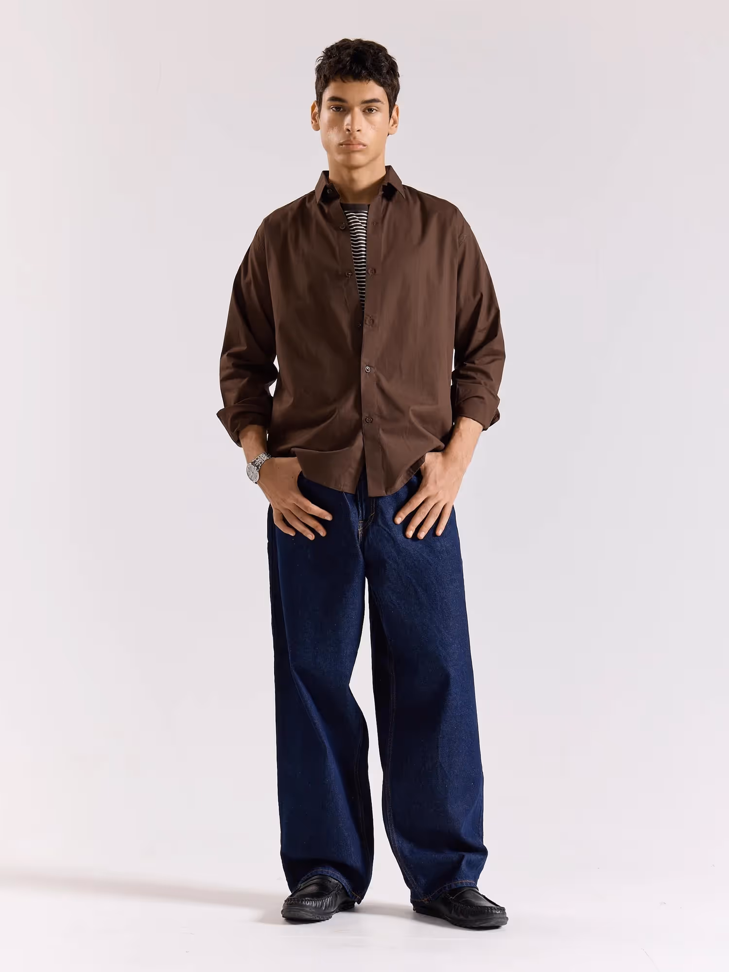 Dark Brown Poplin Shirt image 1