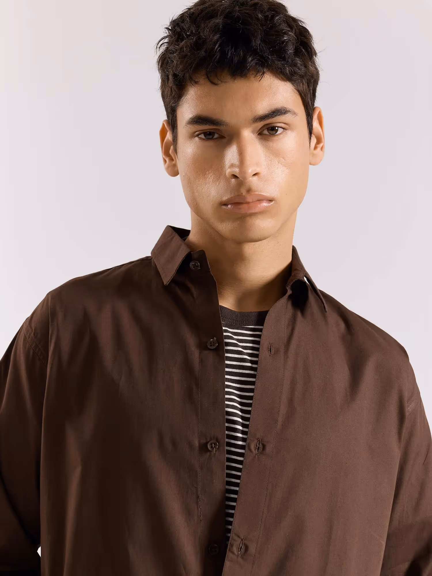 Dark Brown Poplin Shirt image 8