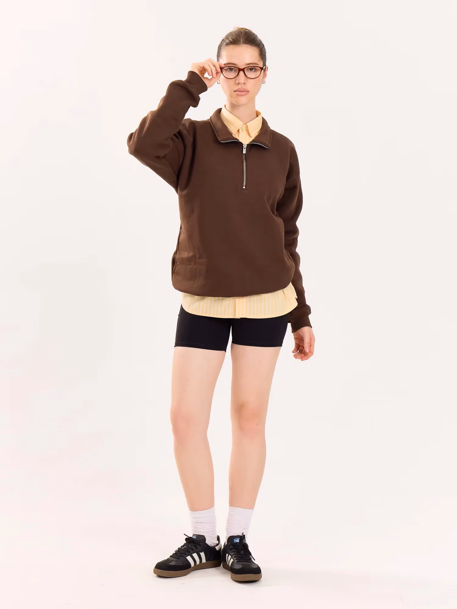Dark Brown Quarter-Zip Sweatshirt  image 2