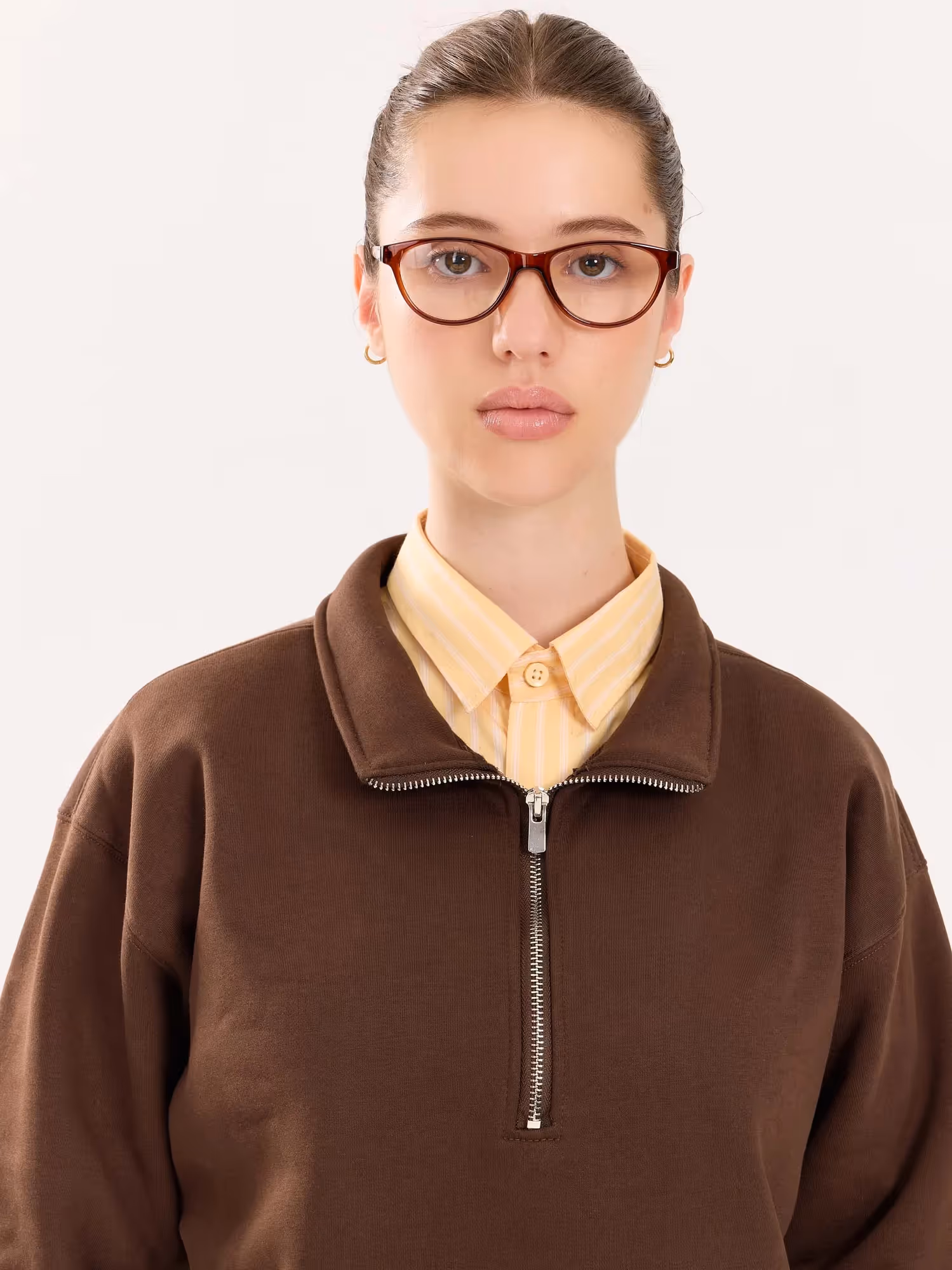 Dark Brown Quarter-Zip Sweatshirt  image 6