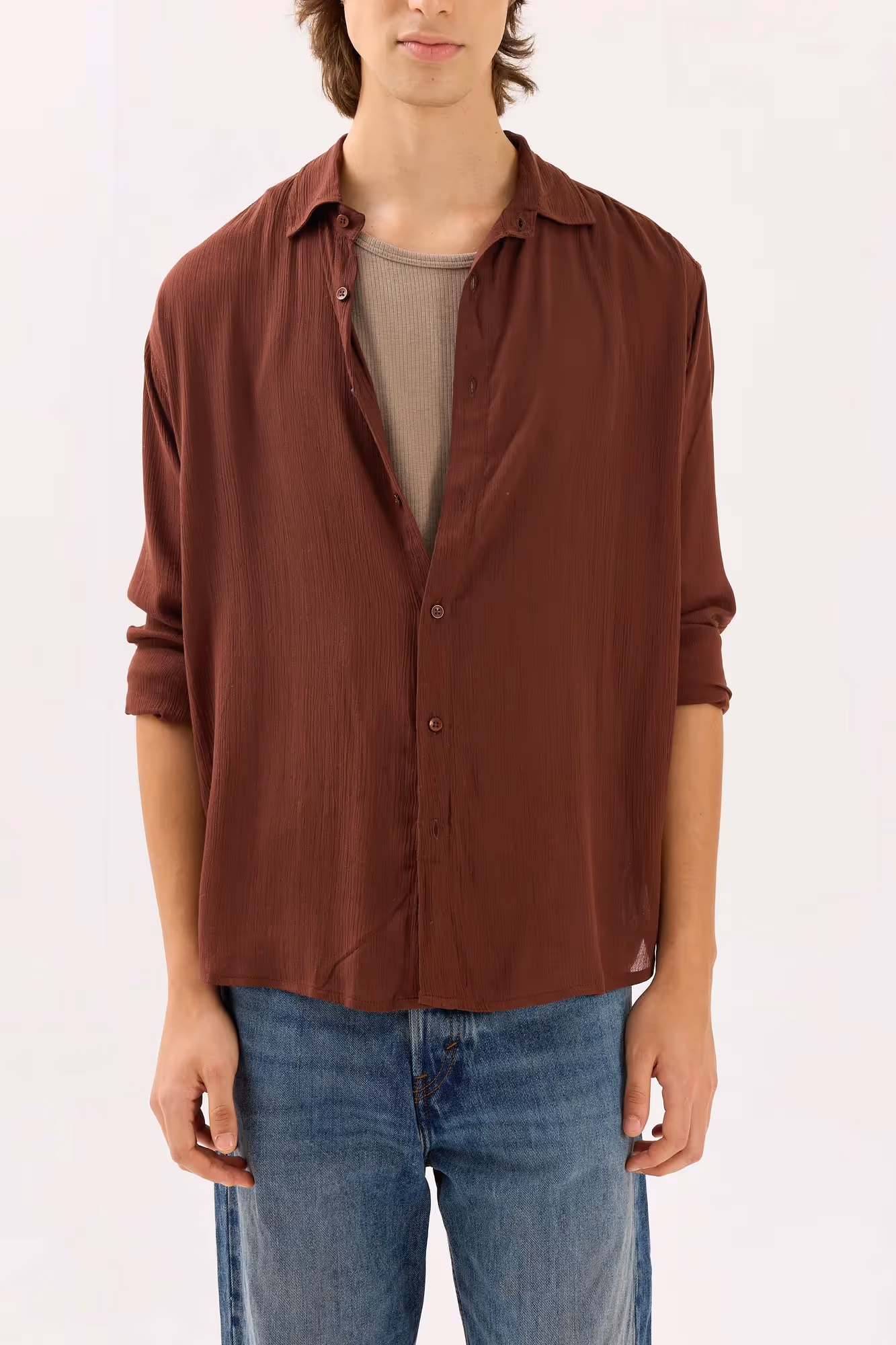 Dark Brown Wrinkled Shirt image 4