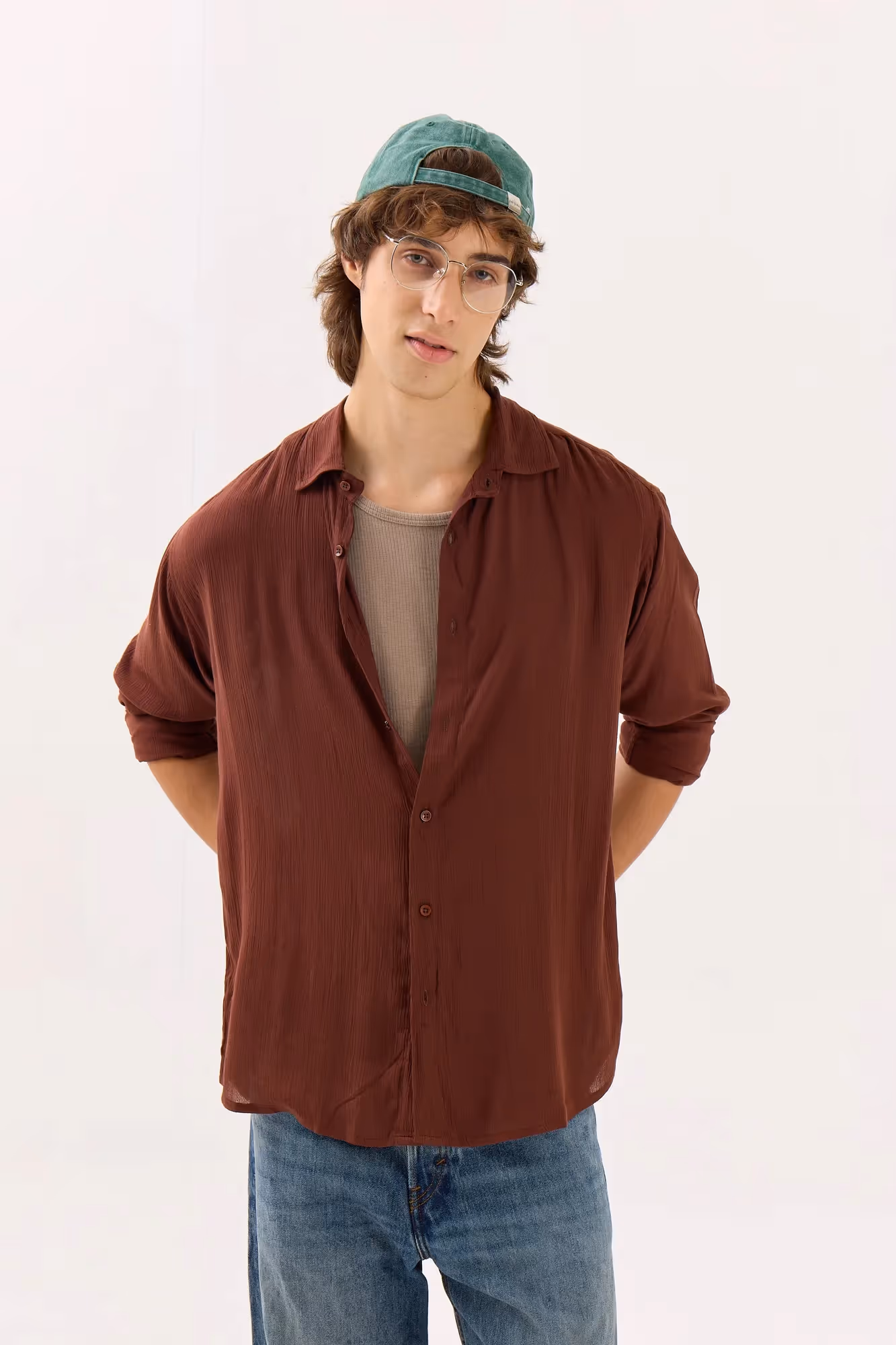 Dark Brown Wrinkled Shirt image 5