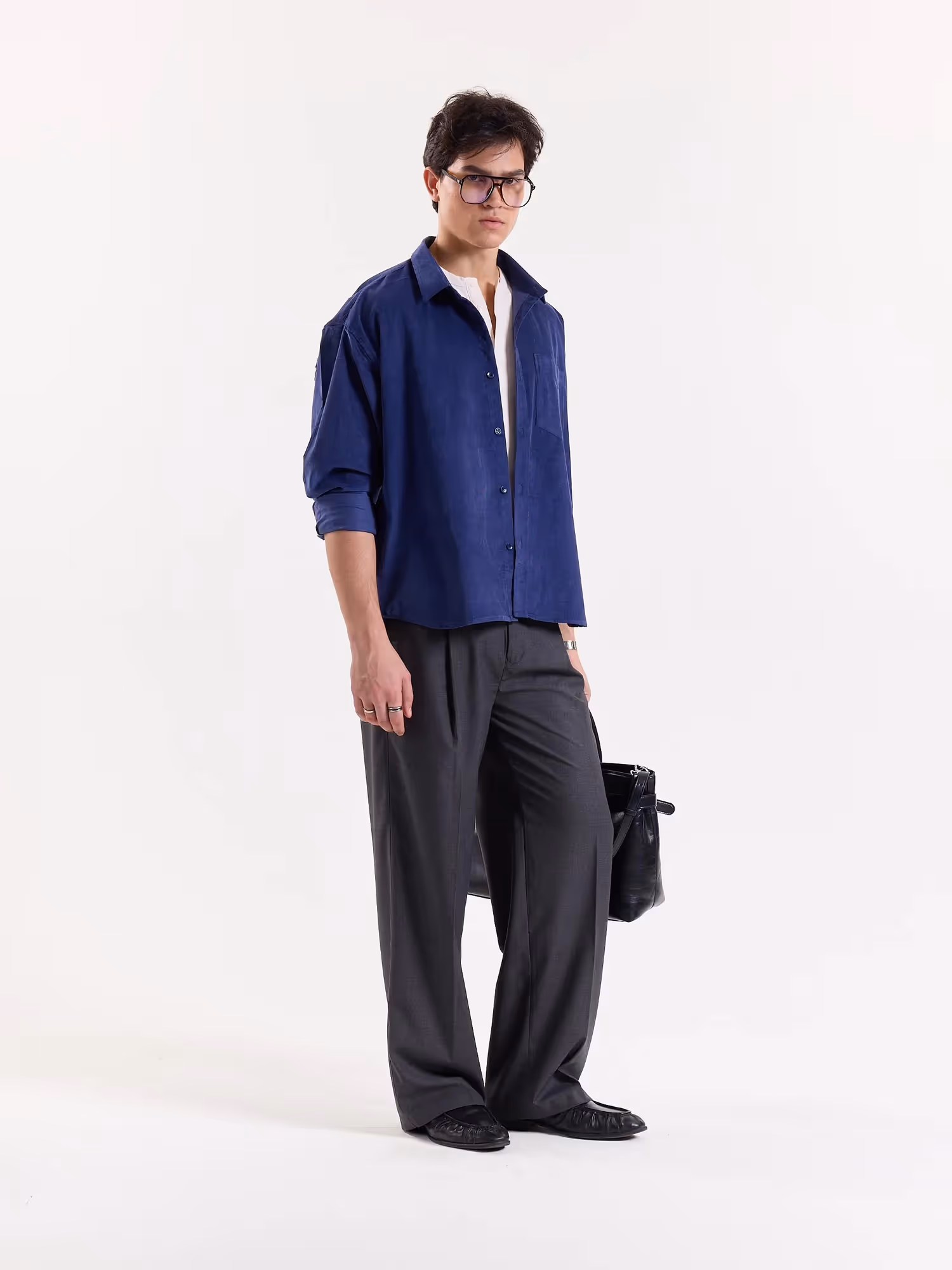 Dark Dusty Blue Corduroy Oversized Shirt image 2