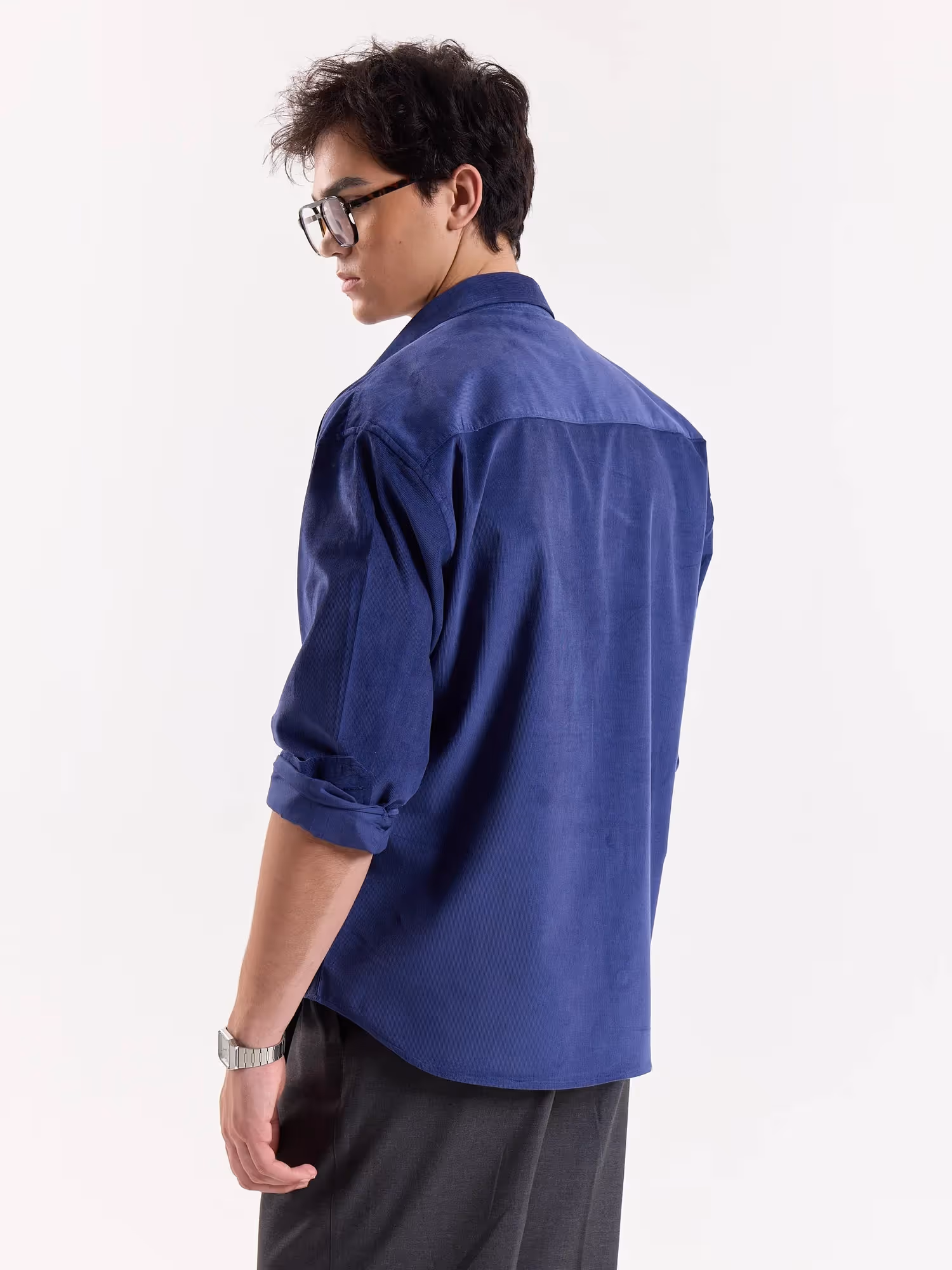 Dark Dusty Blue Corduroy Oversized Shirt image 5