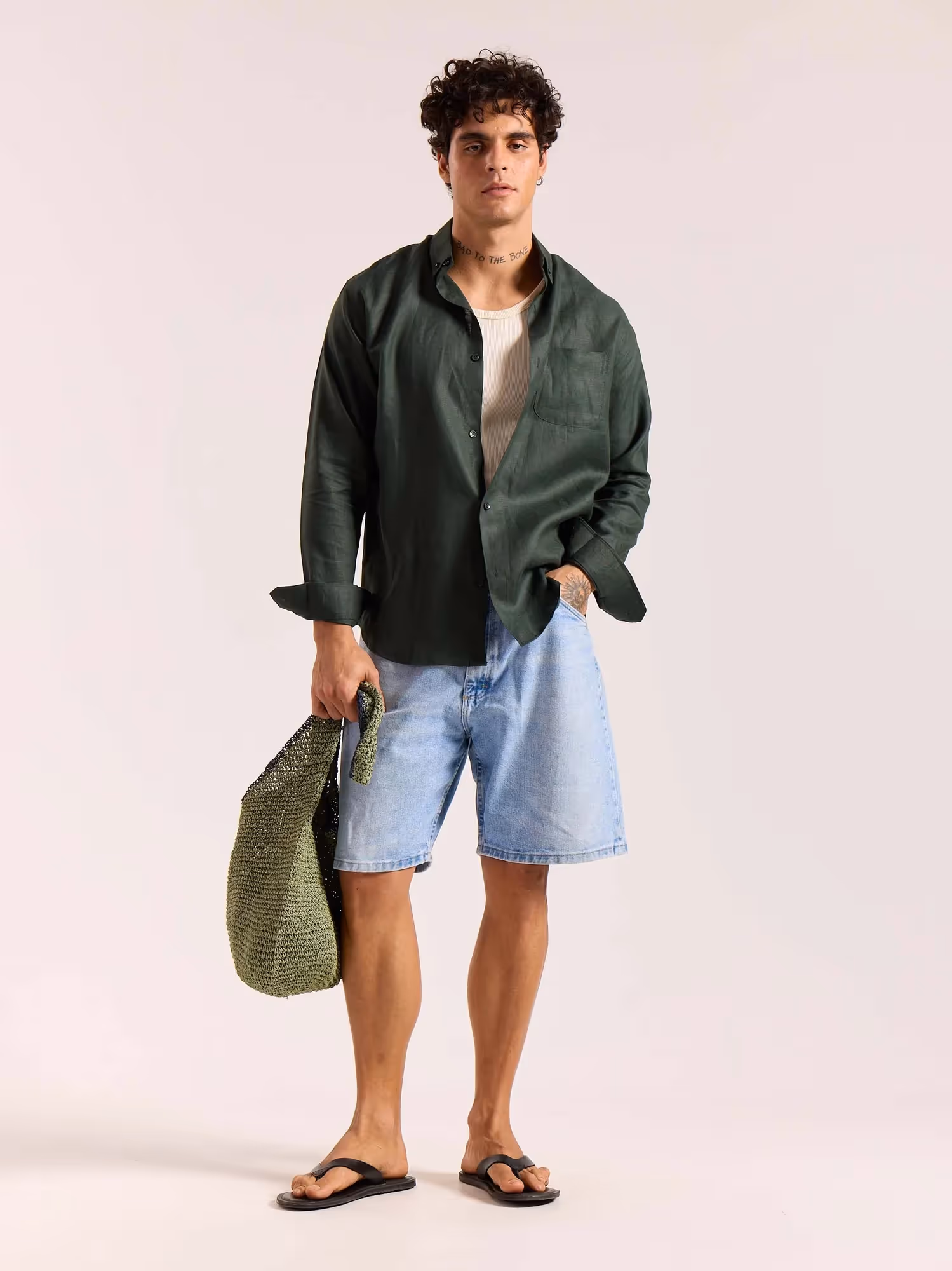 Dark Green 60s Lea Linen Shirt image 1