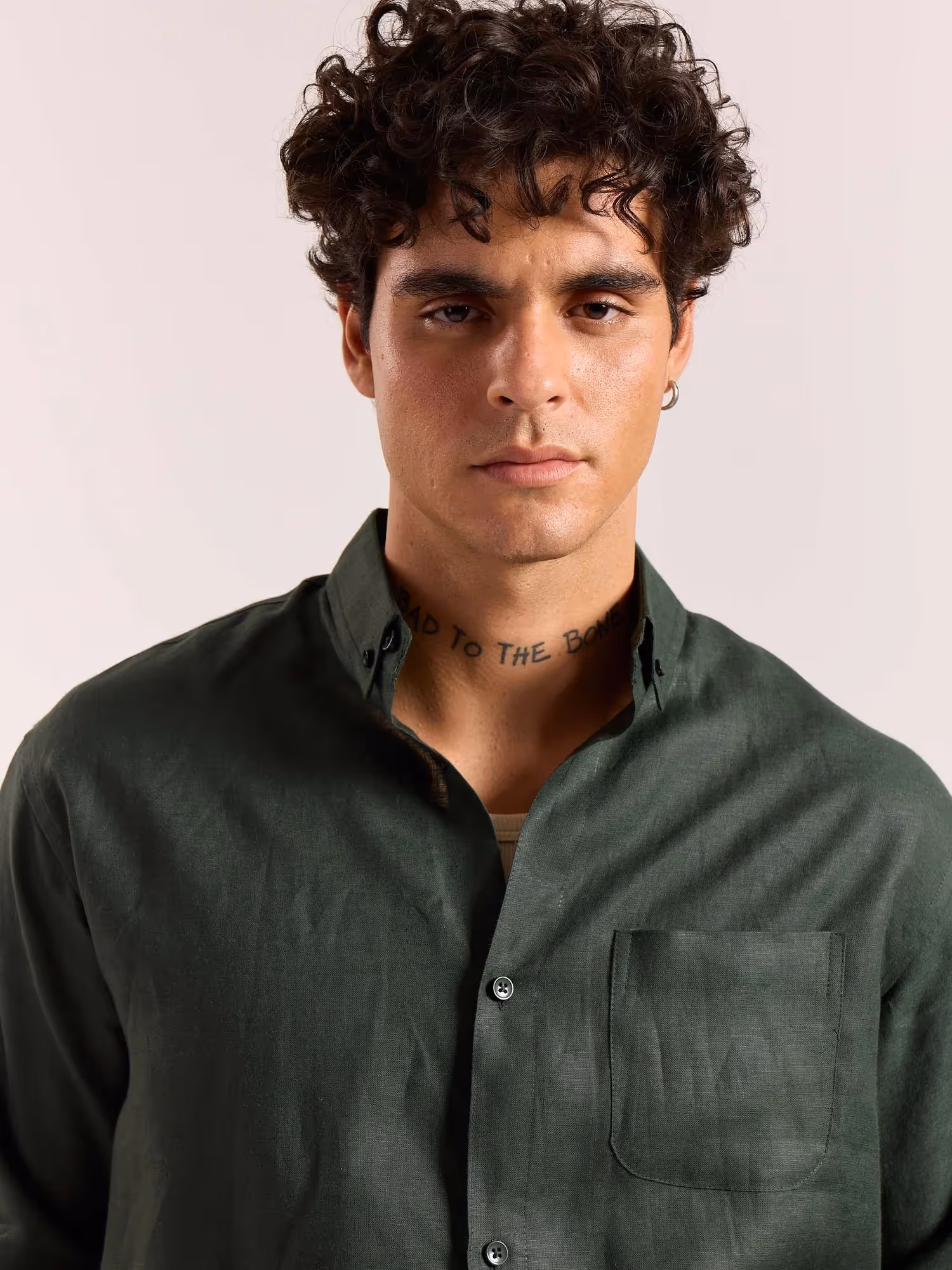 Dark Green 60s Lea Linen Shirt image 5