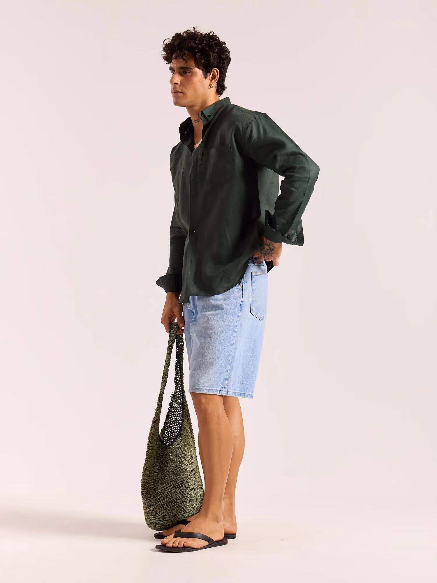 Dark Green 60s Lea Linen Shirt image 7
