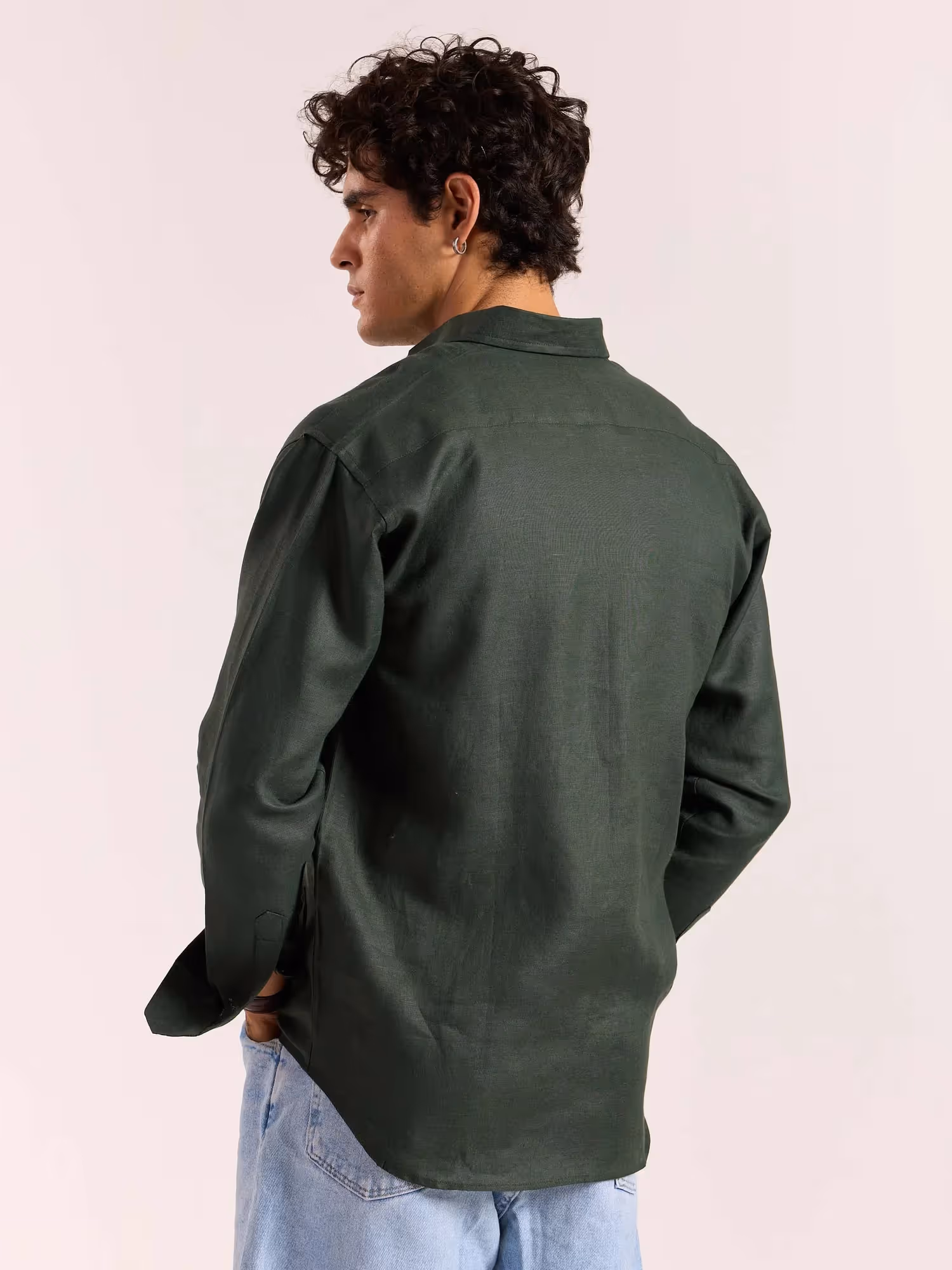 Dark Green 60s Lea Linen Shirt image 8