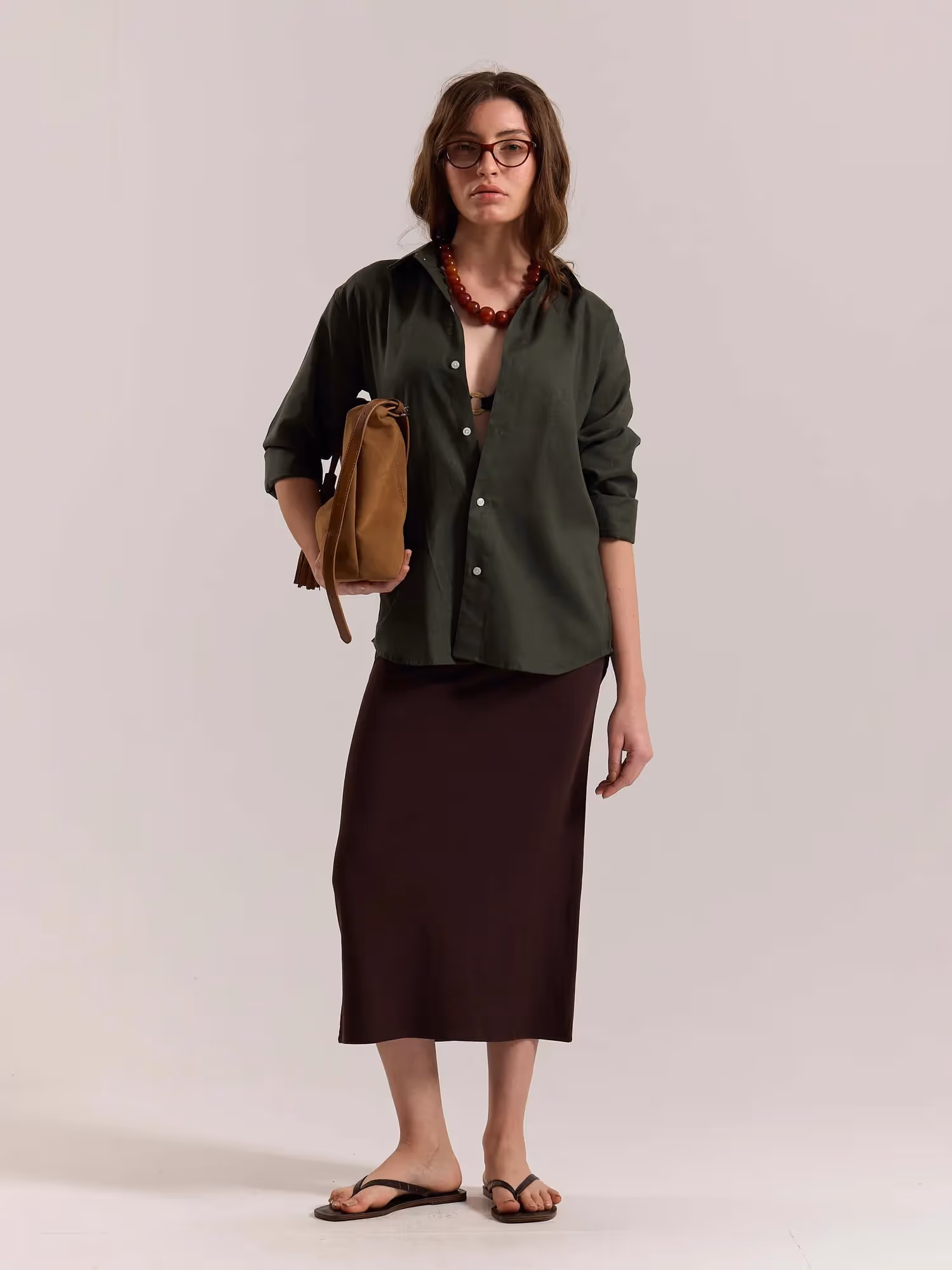Dark Green Linen-blend Shirt image 2