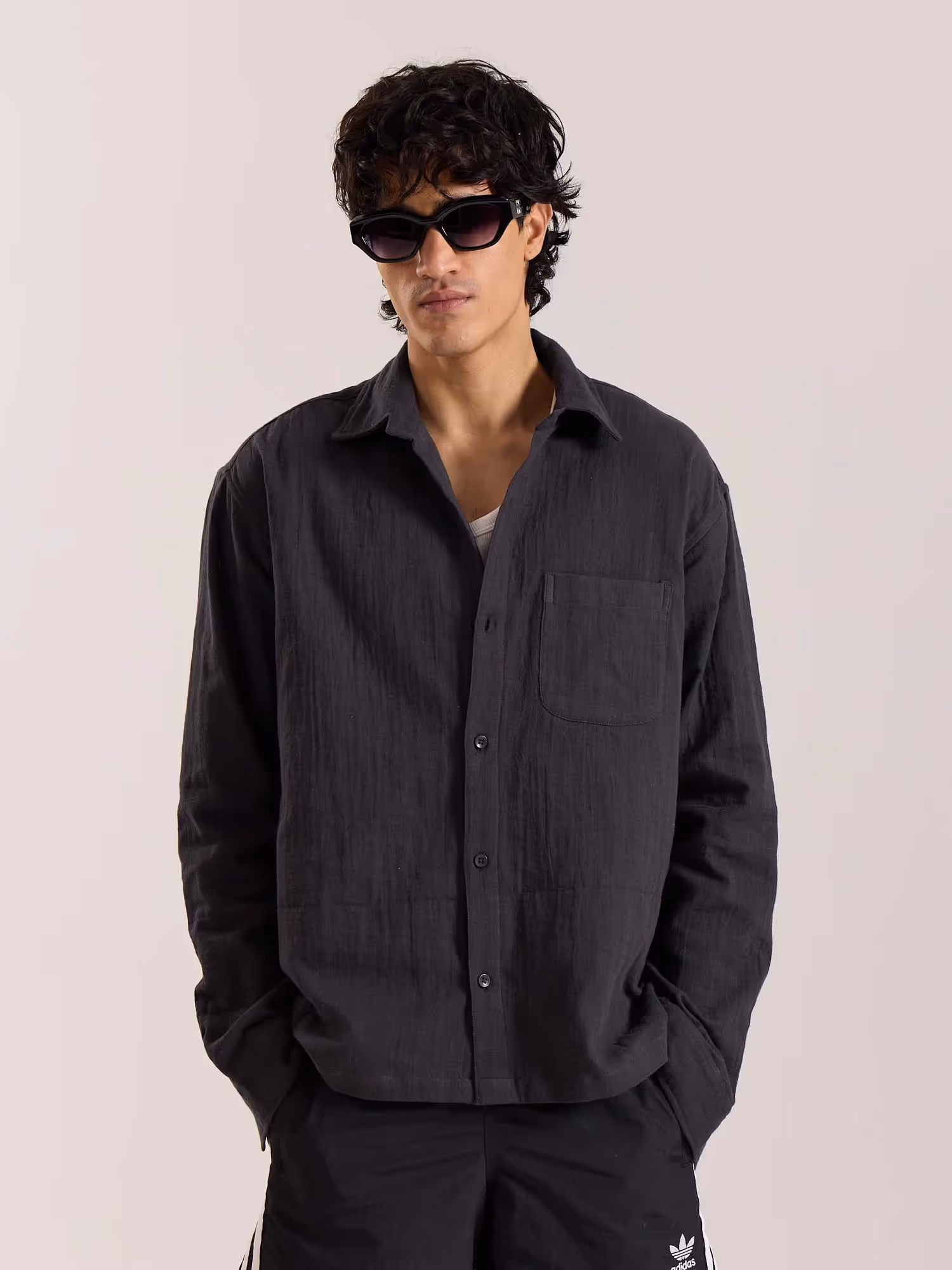 Dark Grey Gauze Holiday Shirt image 2