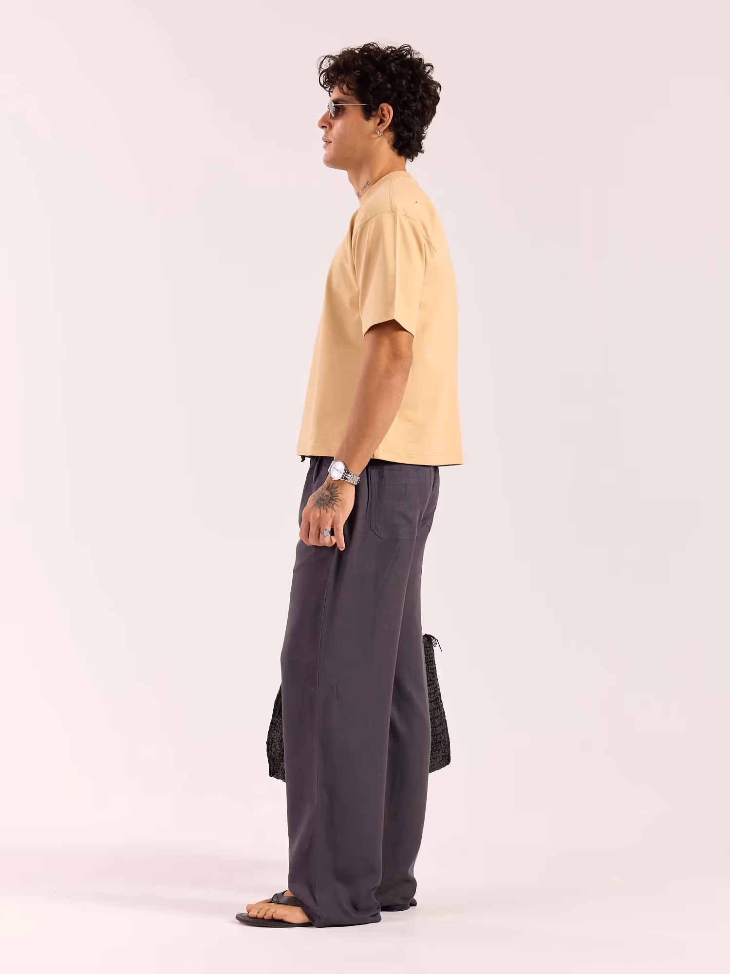 Dark Grey Linen Pull-on Pants  image 7