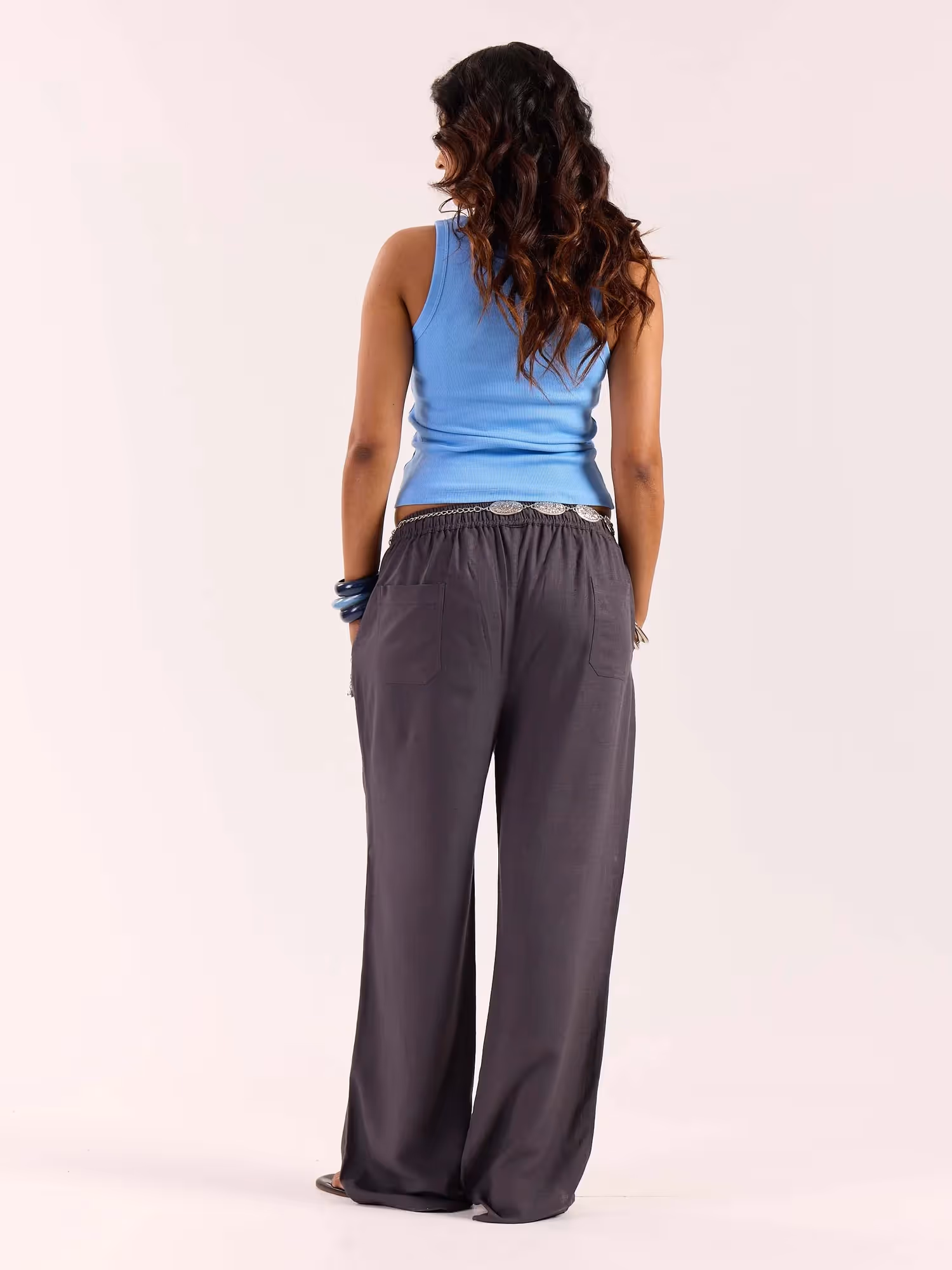 Dark Grey Linen Pull-on Pants  image 8