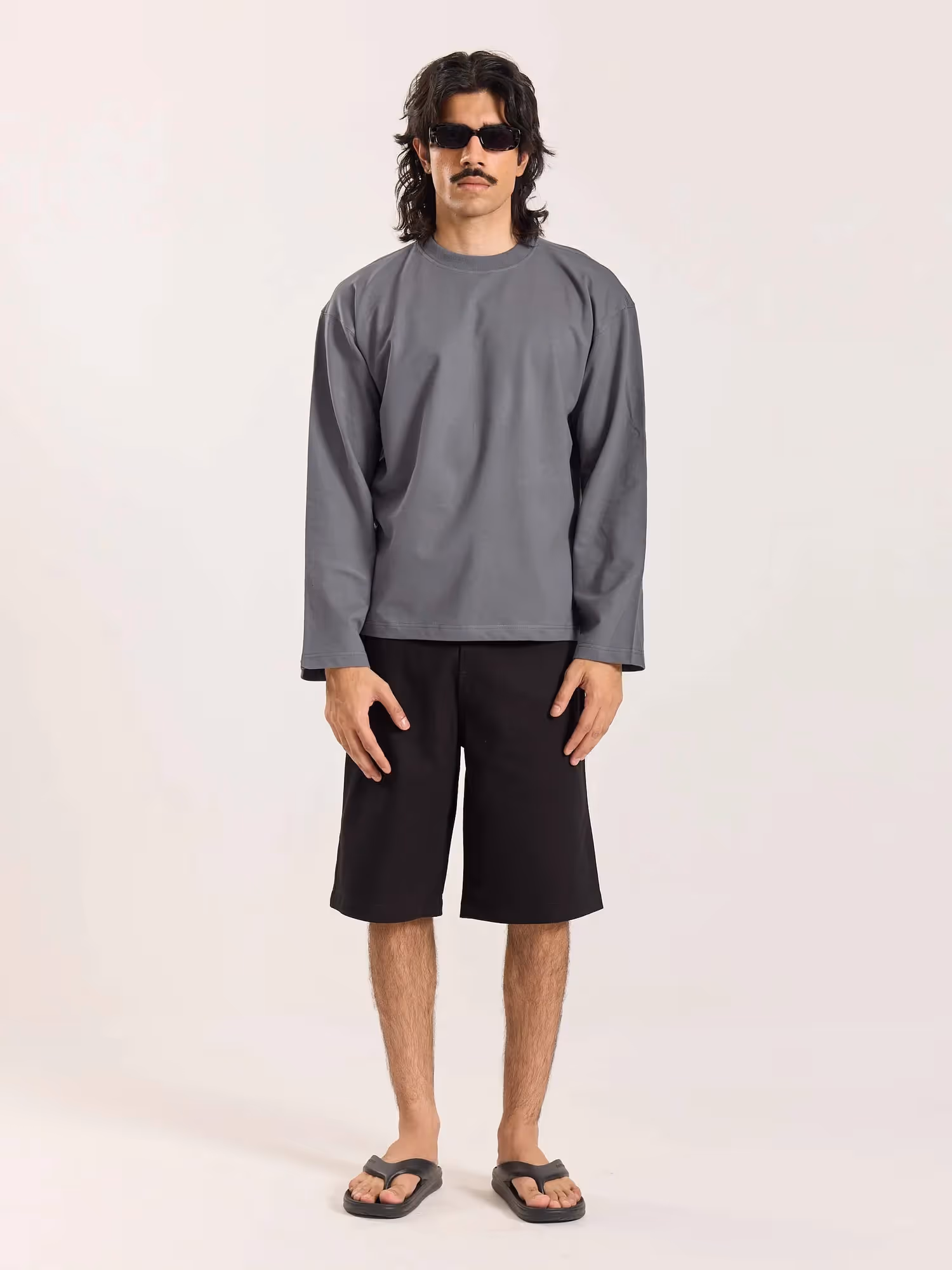 Dark Grey Loose Fit Cropped T-Shirt image 1