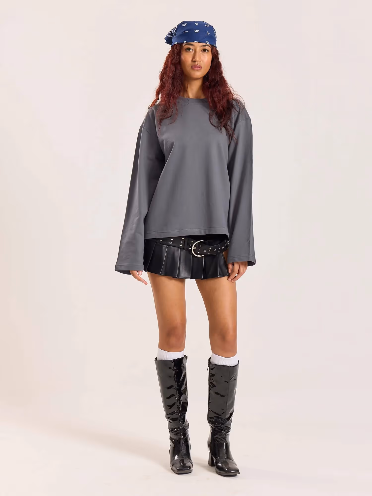 Dark Grey Loose Fit Cropped T-Shirt image 2