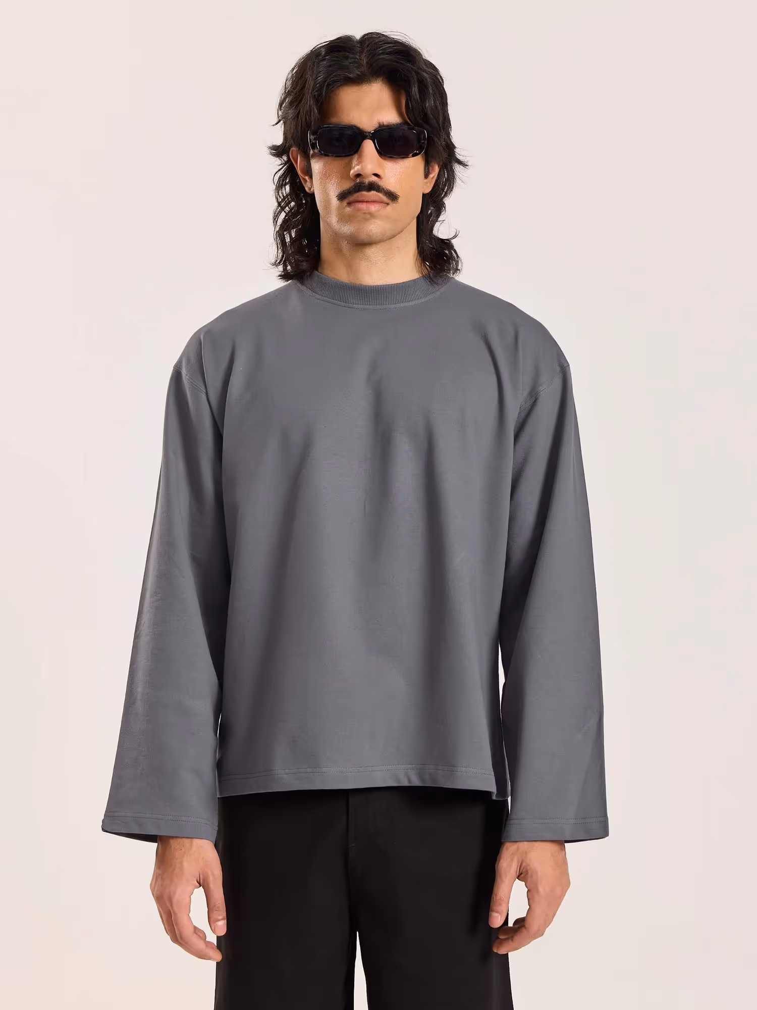 Dark Grey Loose Fit Cropped T-Shirt image 3