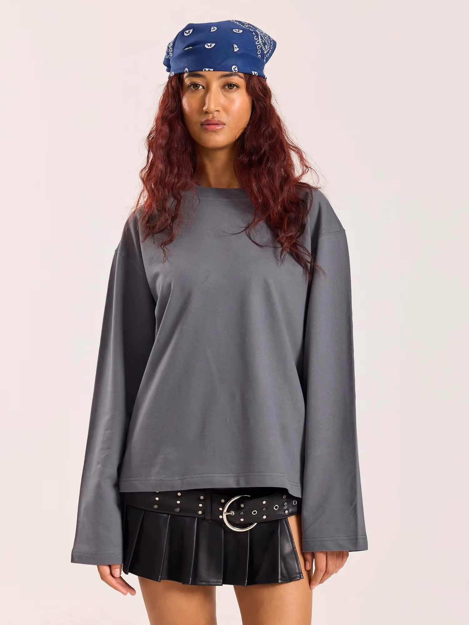Dark Grey Loose Fit Cropped T-Shirt image 4