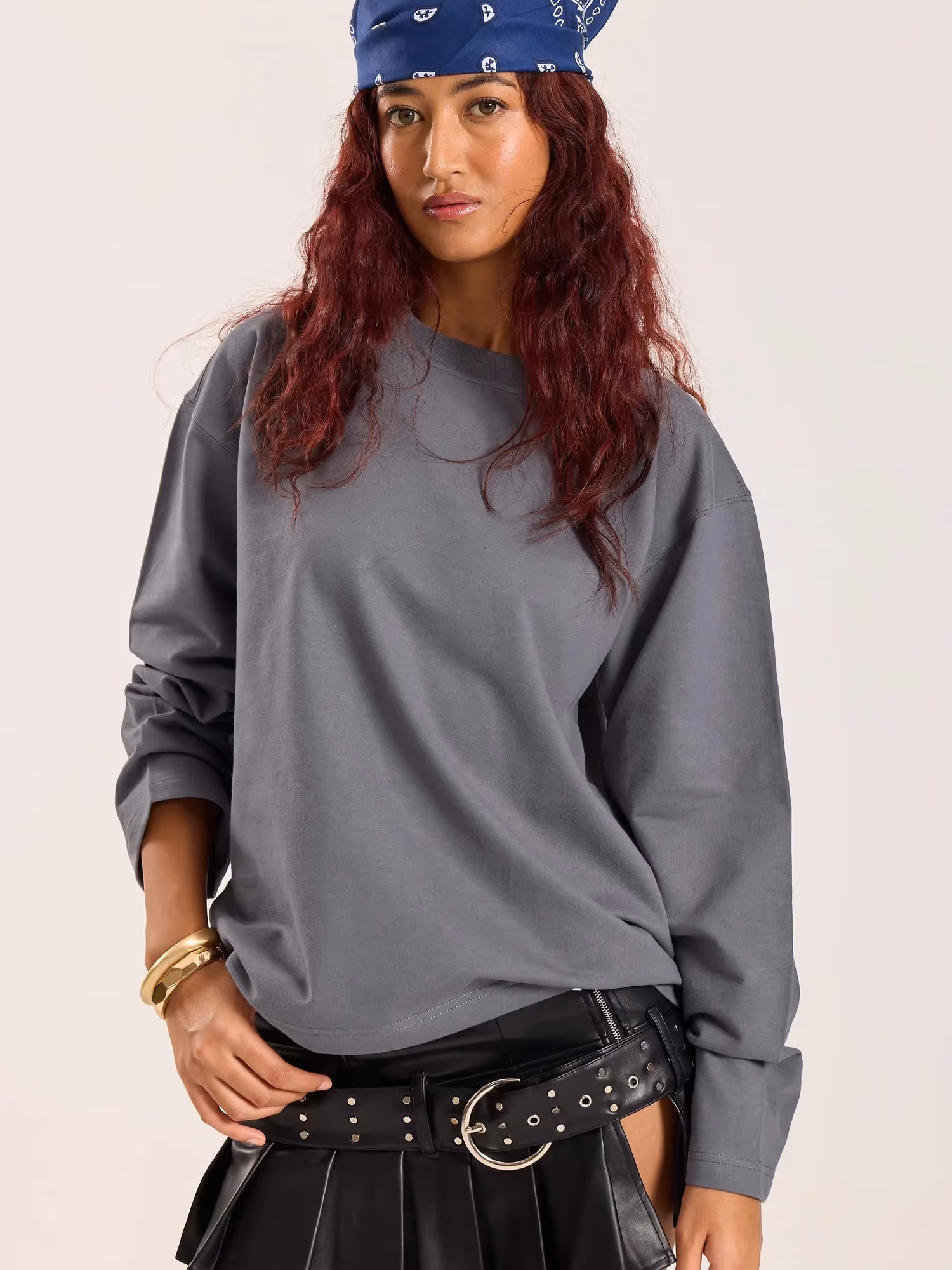 Dark Grey Loose Fit Cropped T-Shirt image 6